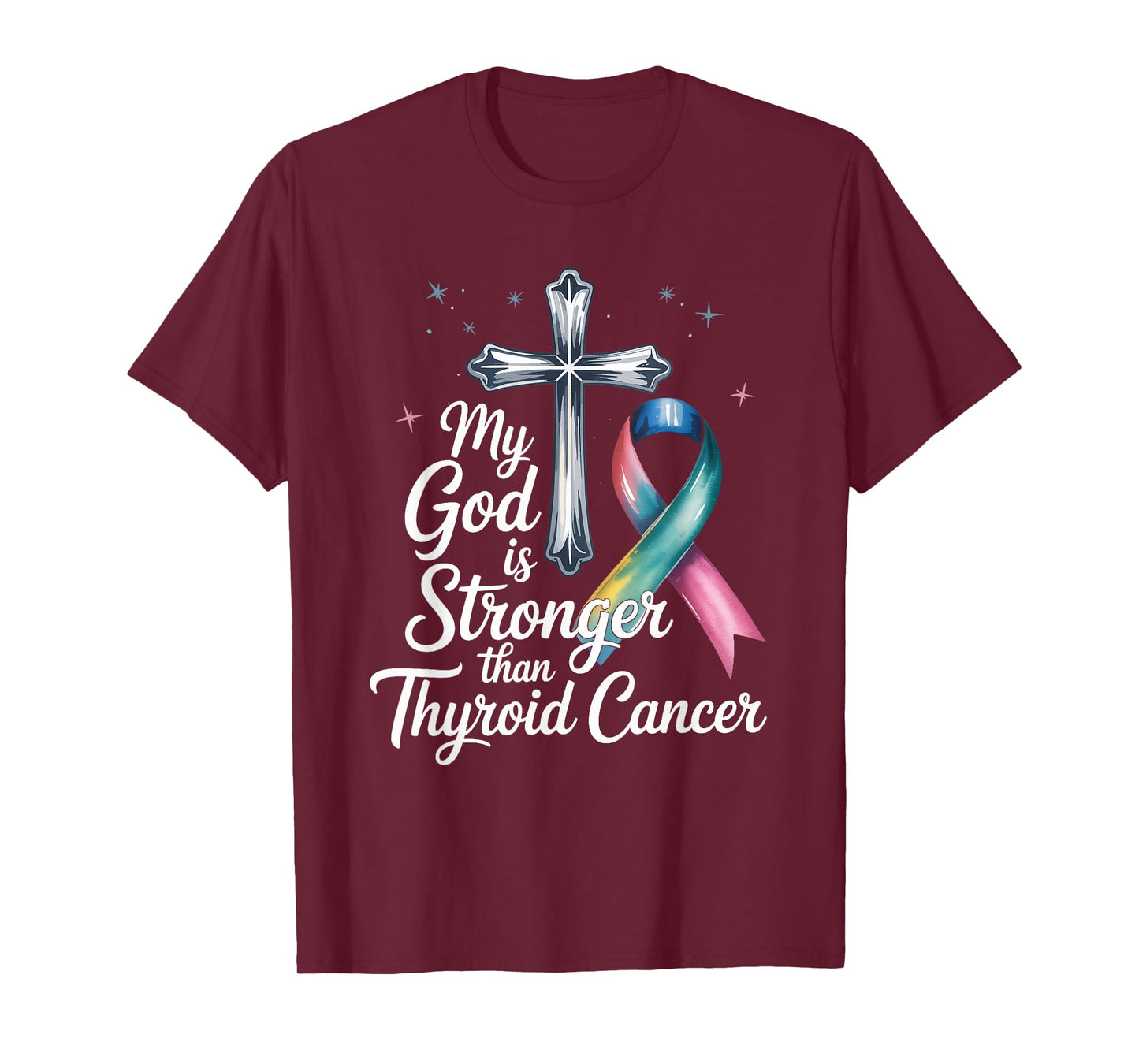 My God is Stronger Than Thyroid Cancer Awareness Christian T-Shirt