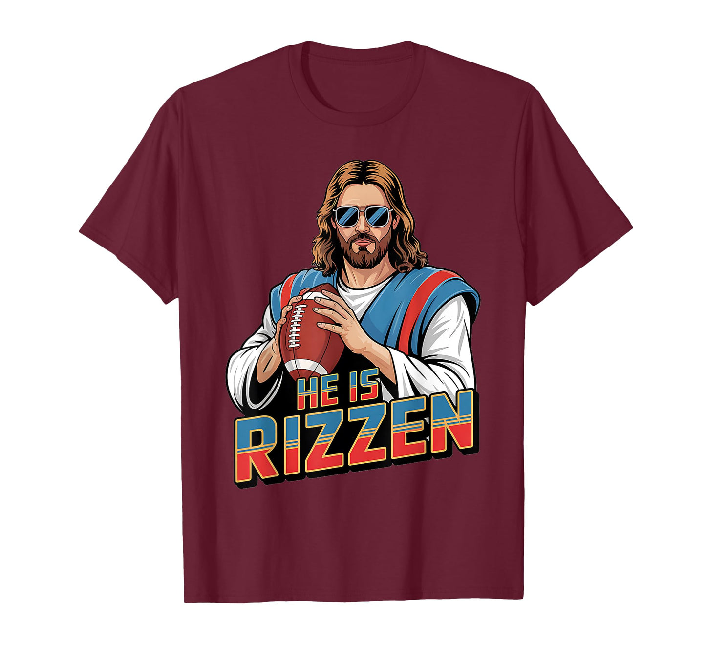 Funny He Is Rizzen Jesus Shirt Football Boys Kids Men Easter T-Shirt