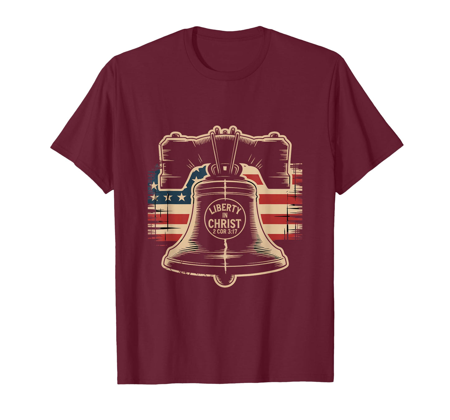 Christian Liberty Christ 2 Cor 3 17 American Flag T-Shirt