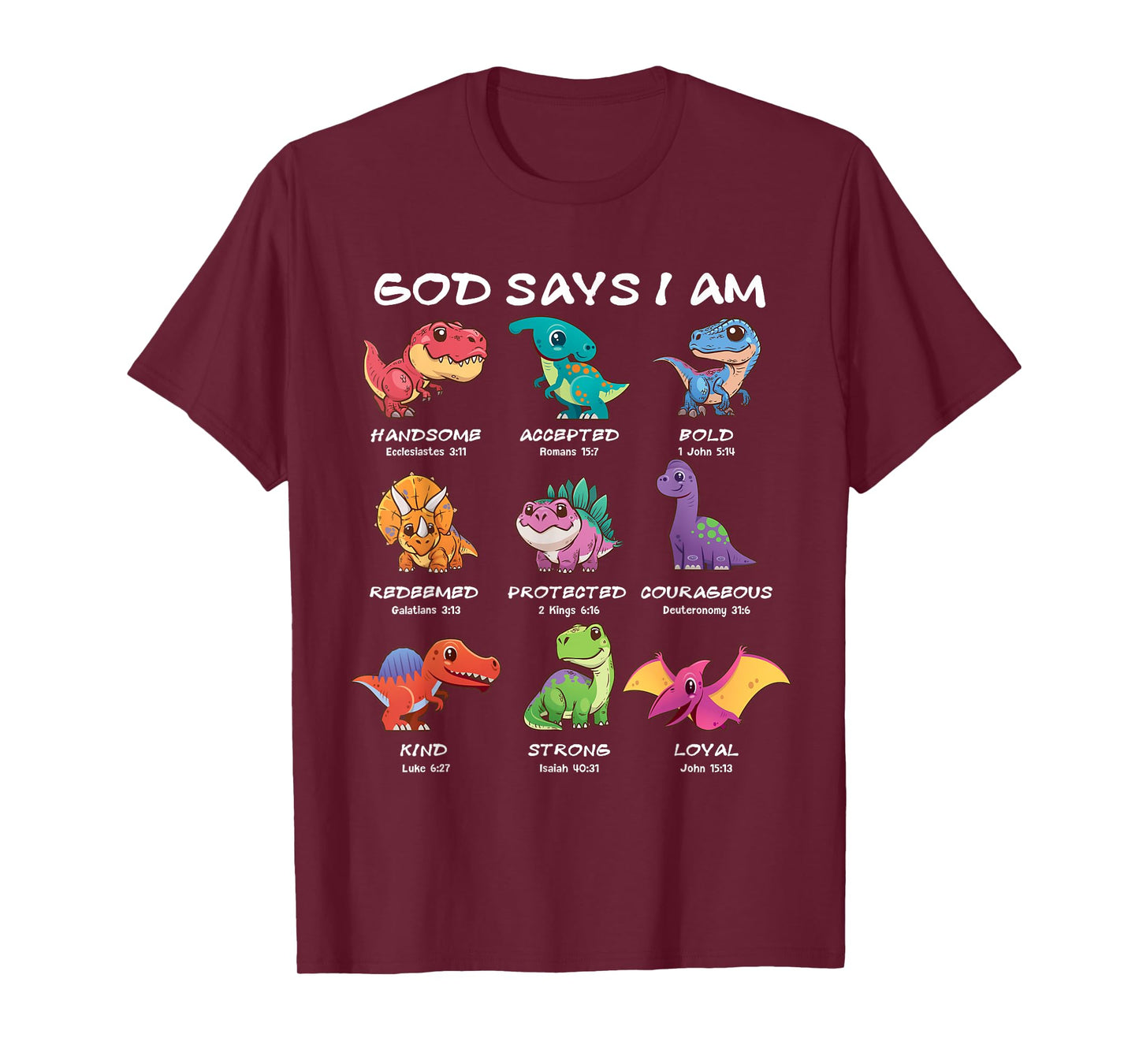 God Says I Am Dinosaur Funny Dino Kids Boys Bible Verse T-Shirt