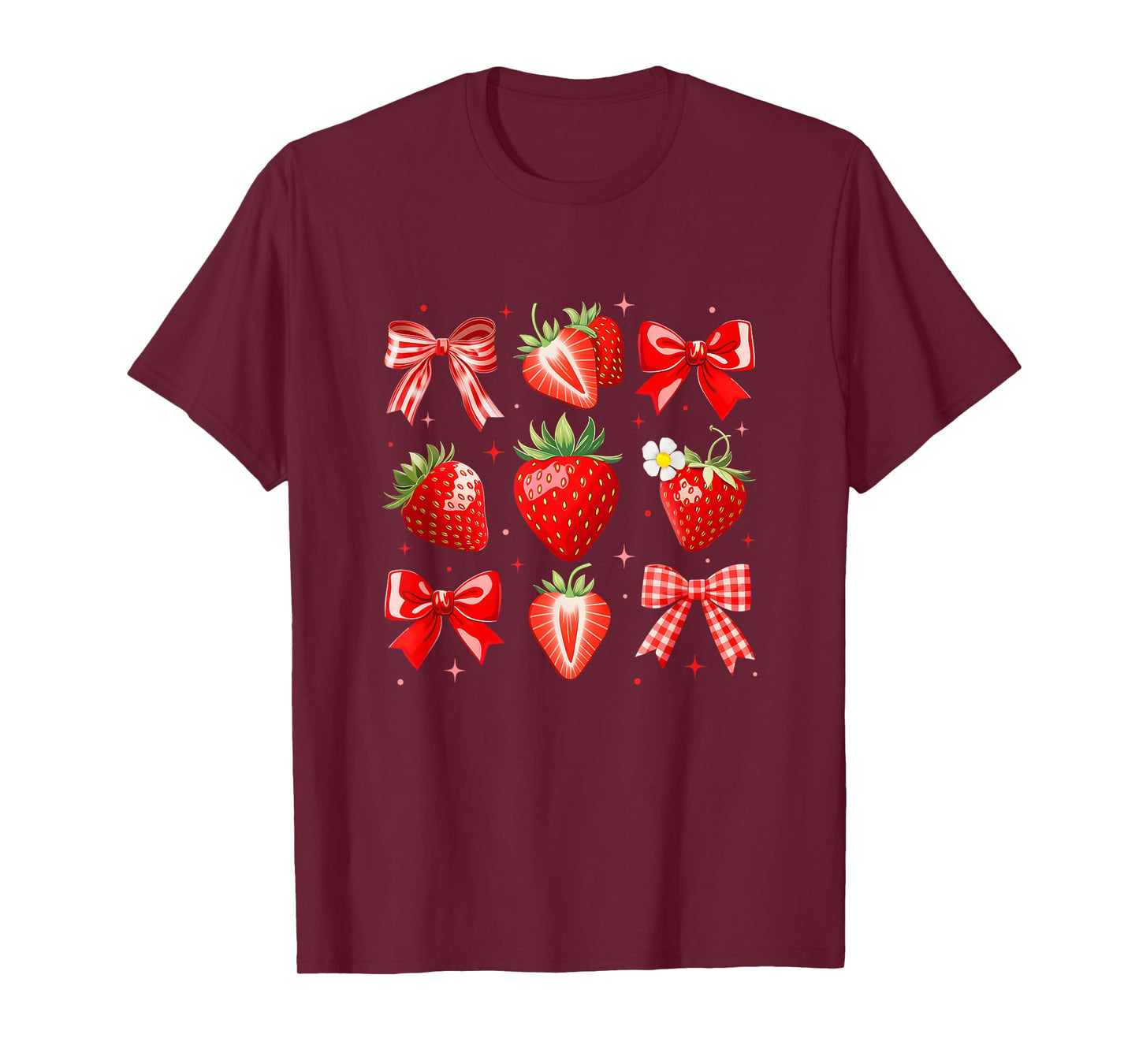 Strawberry Coquette Bow Strawberries Festival Girls Women T-Shirt