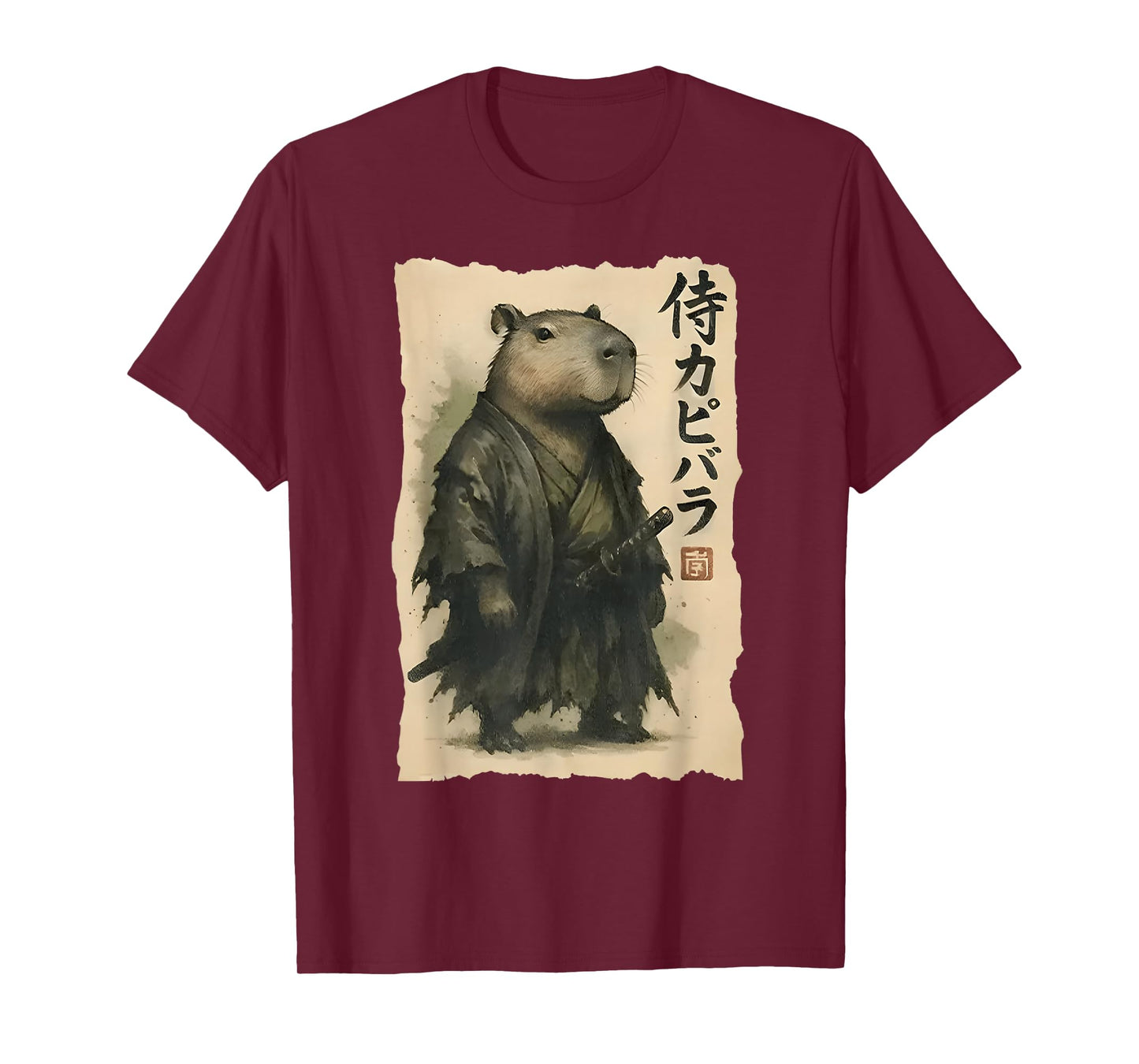 Samurai Capybara Funny Capybara Japanese Animal T-Shirt