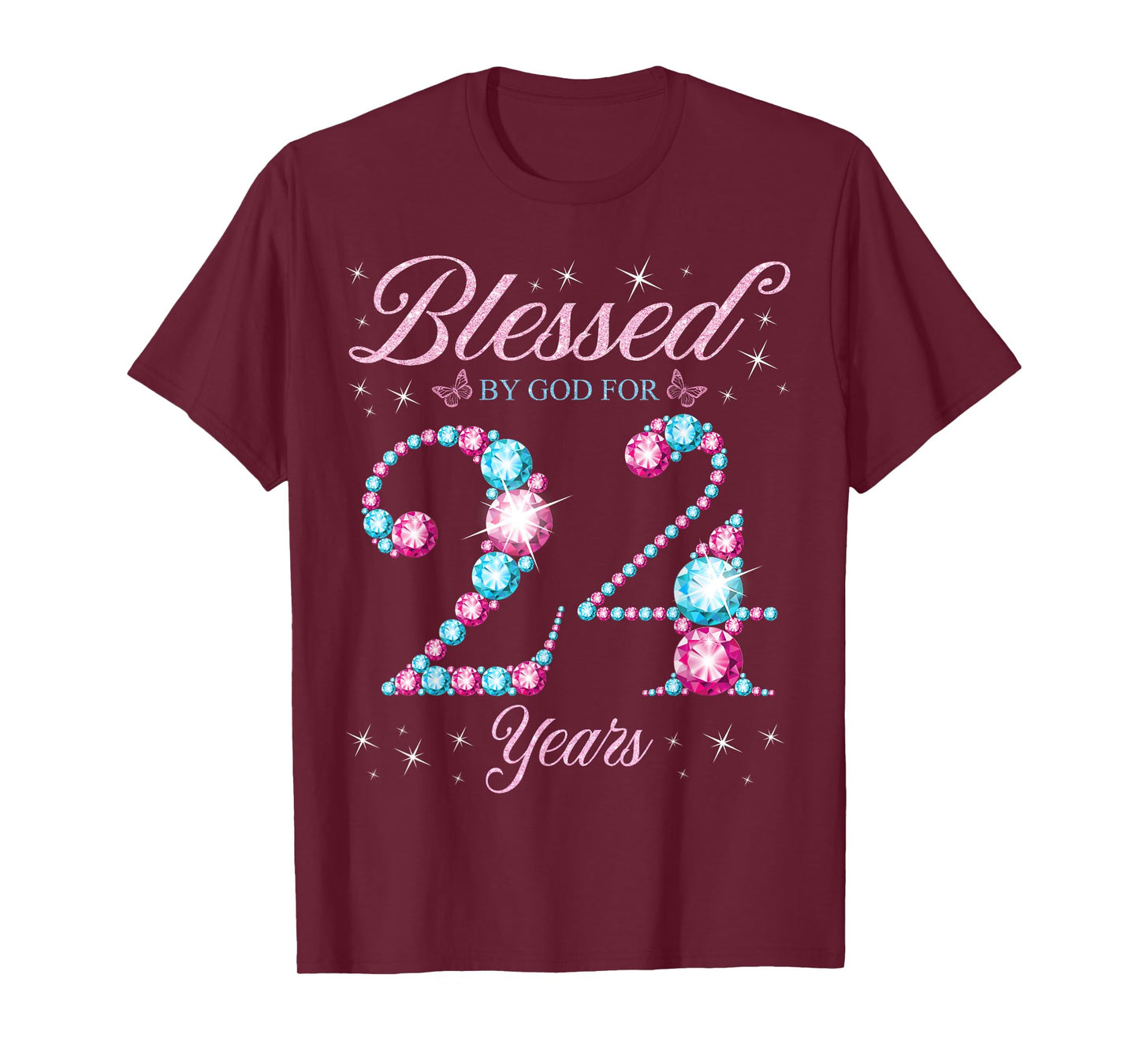 Blessed By God For 24 Years Old 24th Birthday Woman Queen T-Shirt