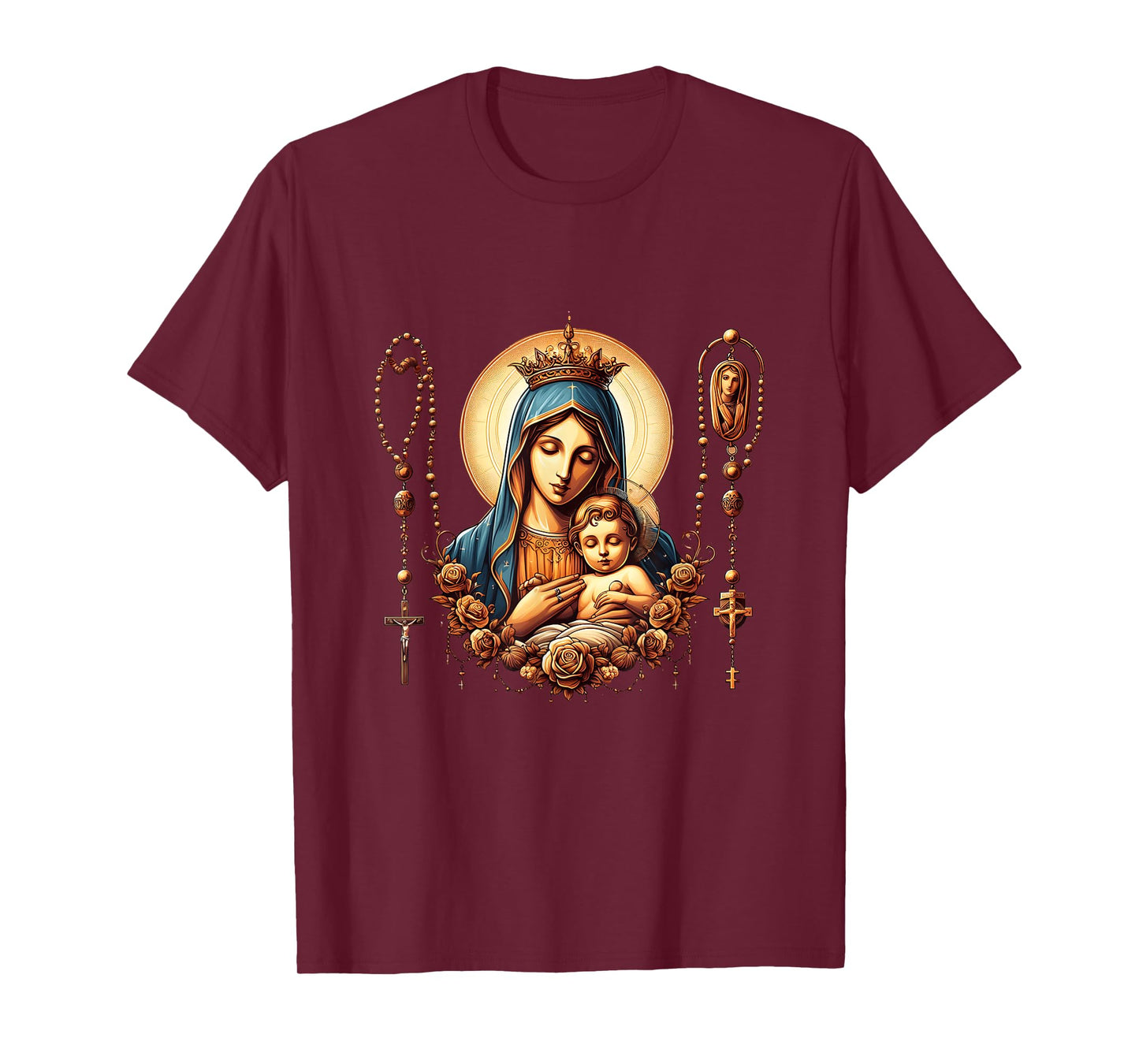 Holy Rosary Virgin Mary Baby Jesus Catholic Rosary Mysteries T-Shirt