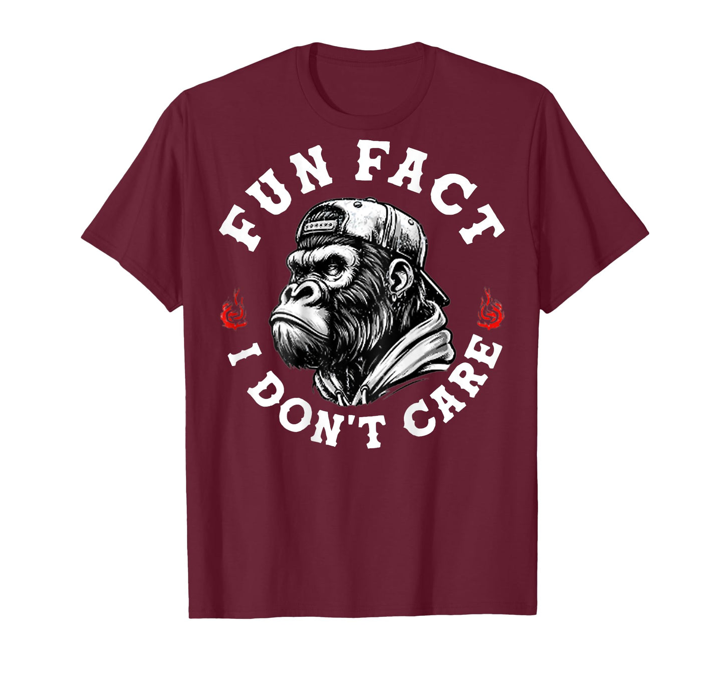 (ON Back) Fun Fact I Don't Care Funny Monkey Saying Quote T-Shirt