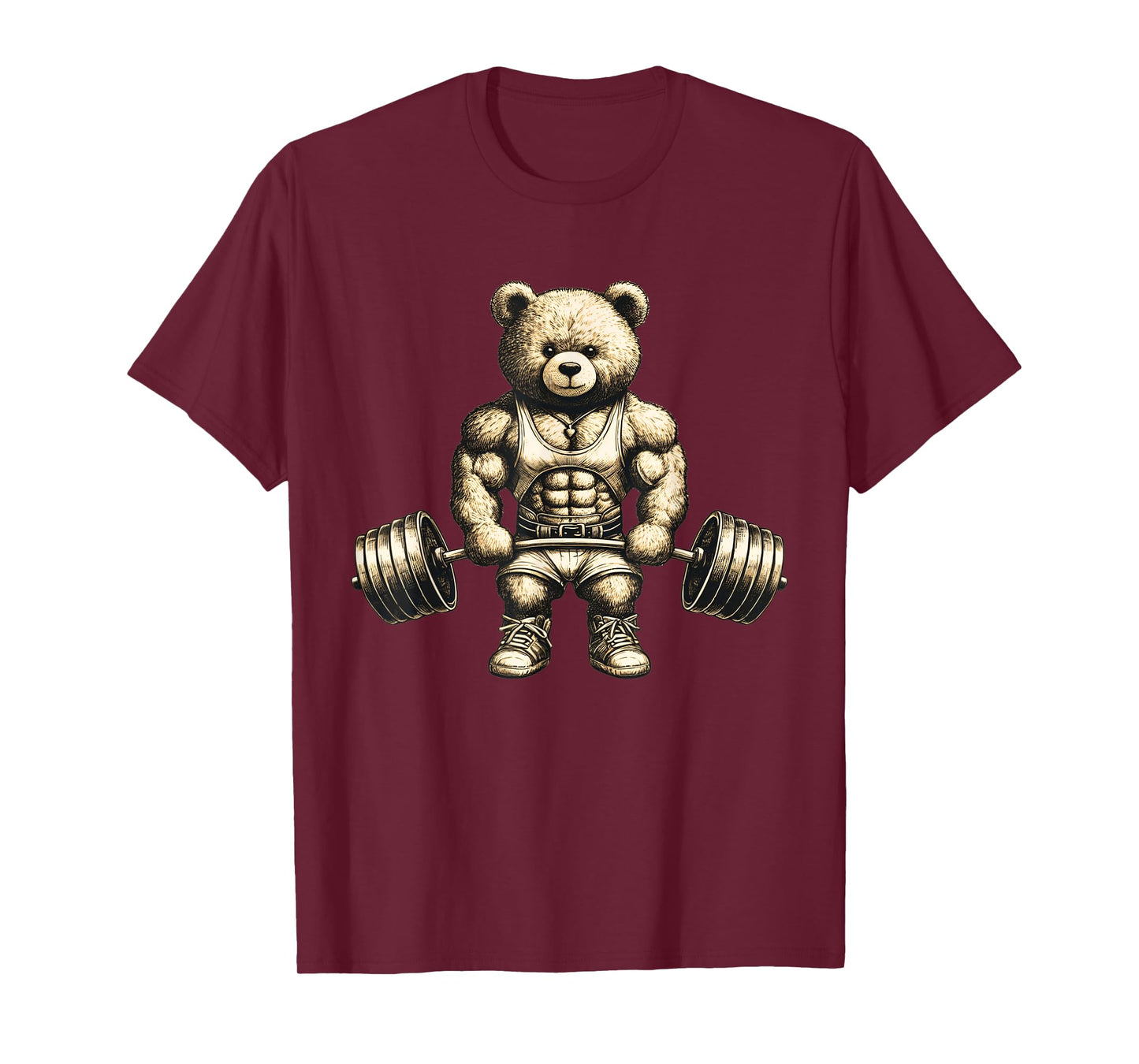Funny Teddy Bear Lifting Weights Gym Workout Animal Shirts T-Shirt