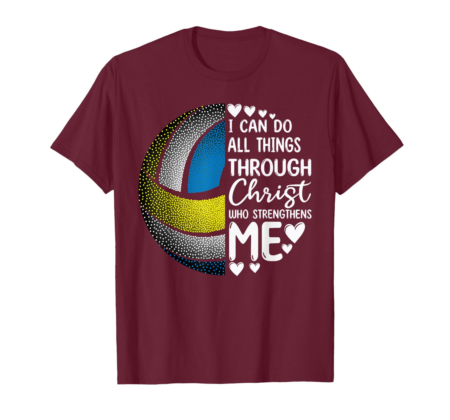 Volleyball Girl Women Boy Men Funny Volleyball Christ Verse T-Shirt