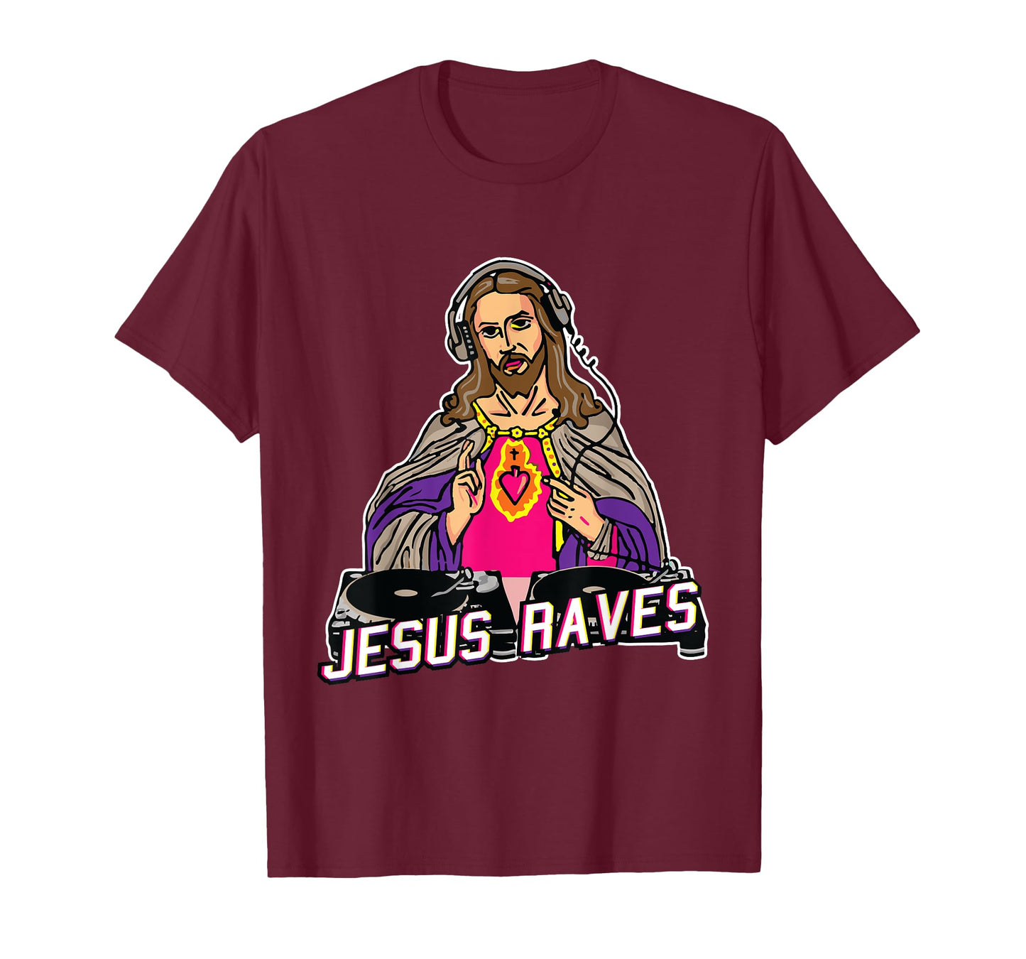 Jesus Raves Christmas EDM Music X-Mas Party Christian DJ T-Shirt