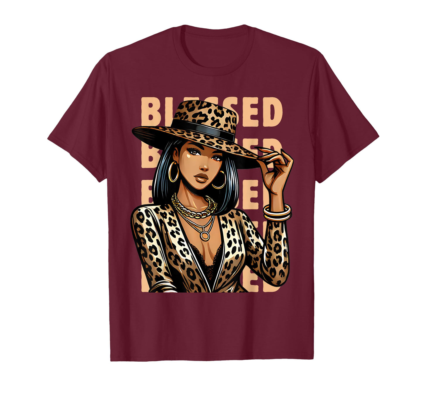 Blessed Black Cowgirl Leopard Western Swag African Christian T-Shirt
