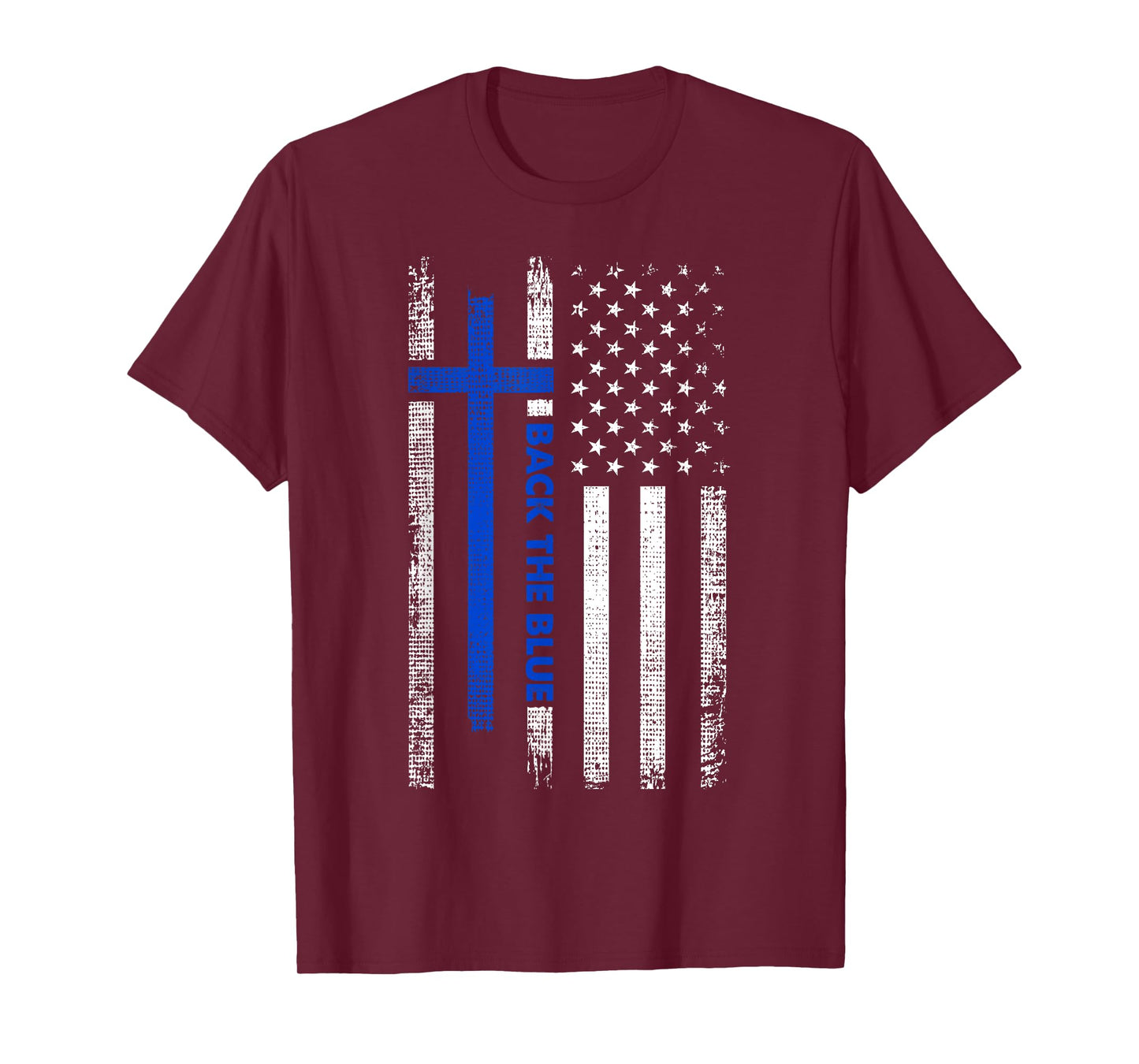 Back The Blue Jesus Faith Cross Police Thin Blue Line Flag T-Shirt