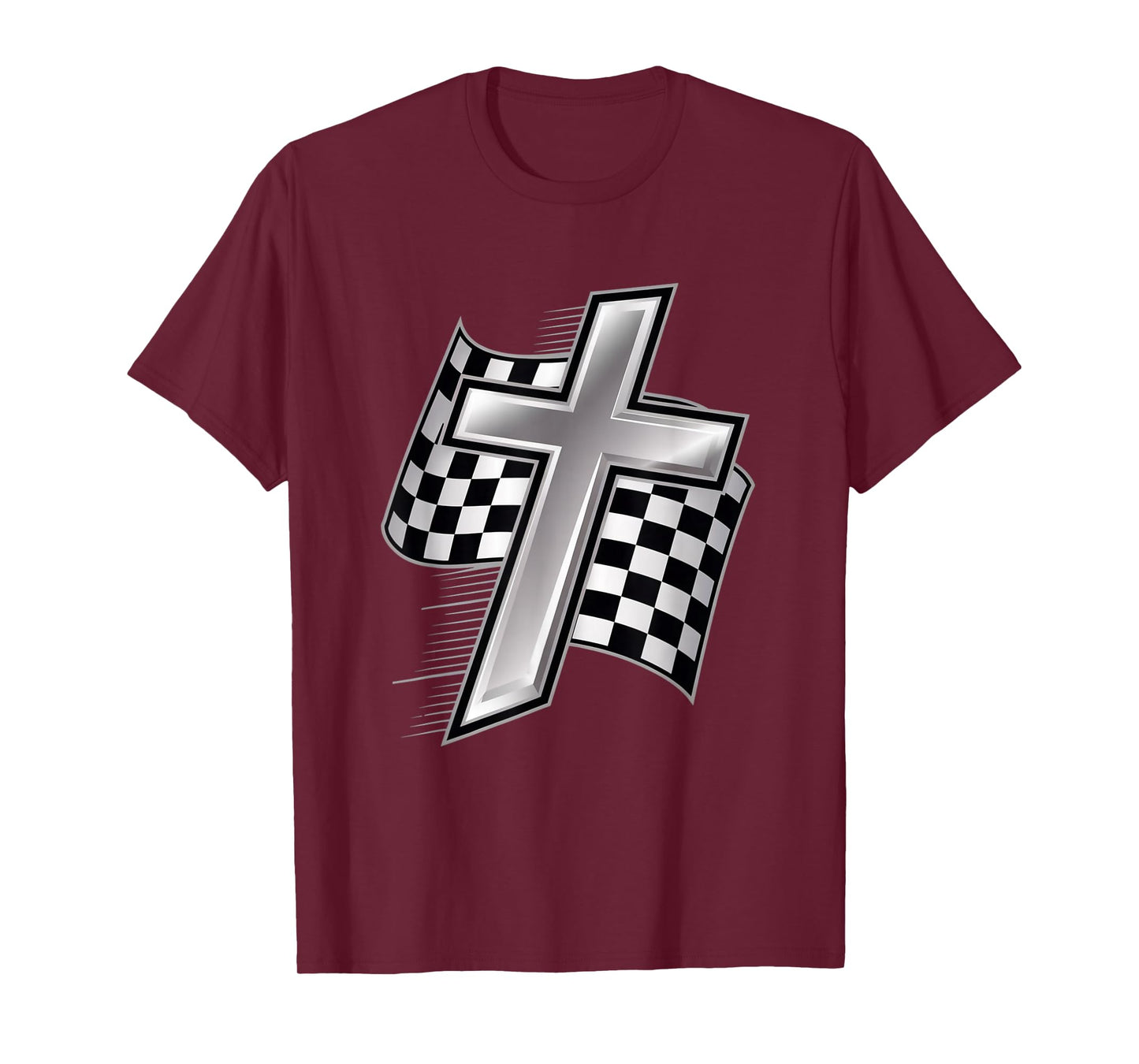 Car Racing Checkered Flag Christian Faith Cross Racer Prayer T-Shirt