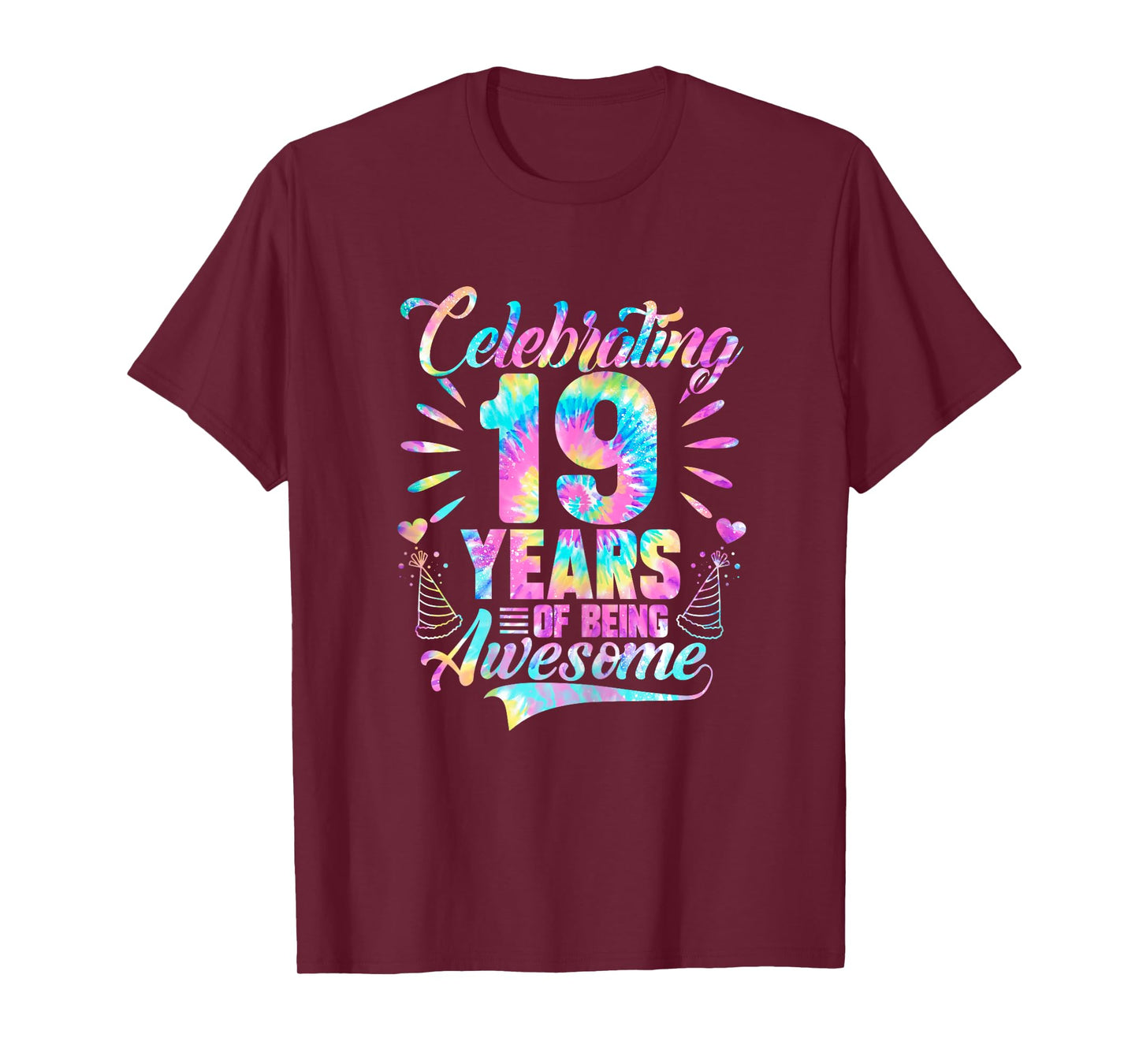 Celebrating 19 Year Of Being Awesome With Tie-dye Graphic T-Shirt