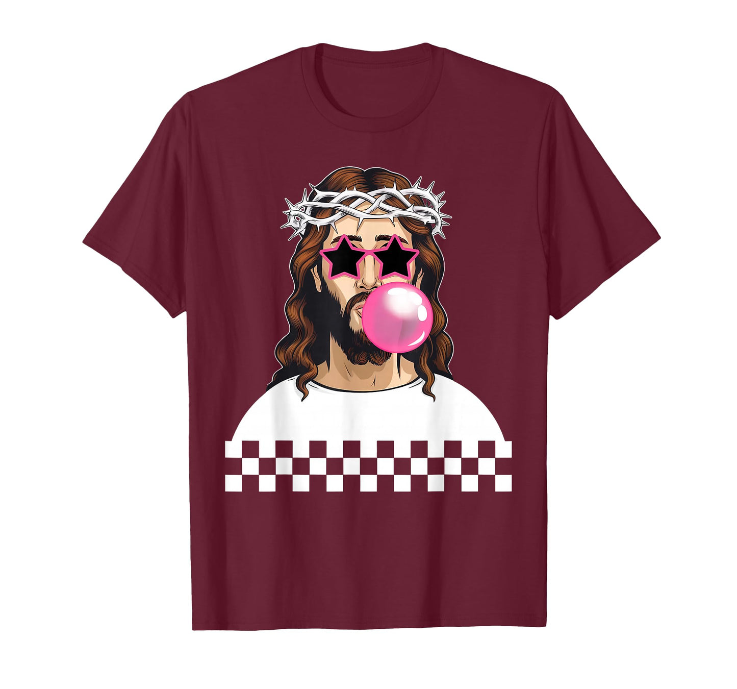 Funny Jesus Blowing Bubblegum & Wearing Sunglass Christian T-Shirt