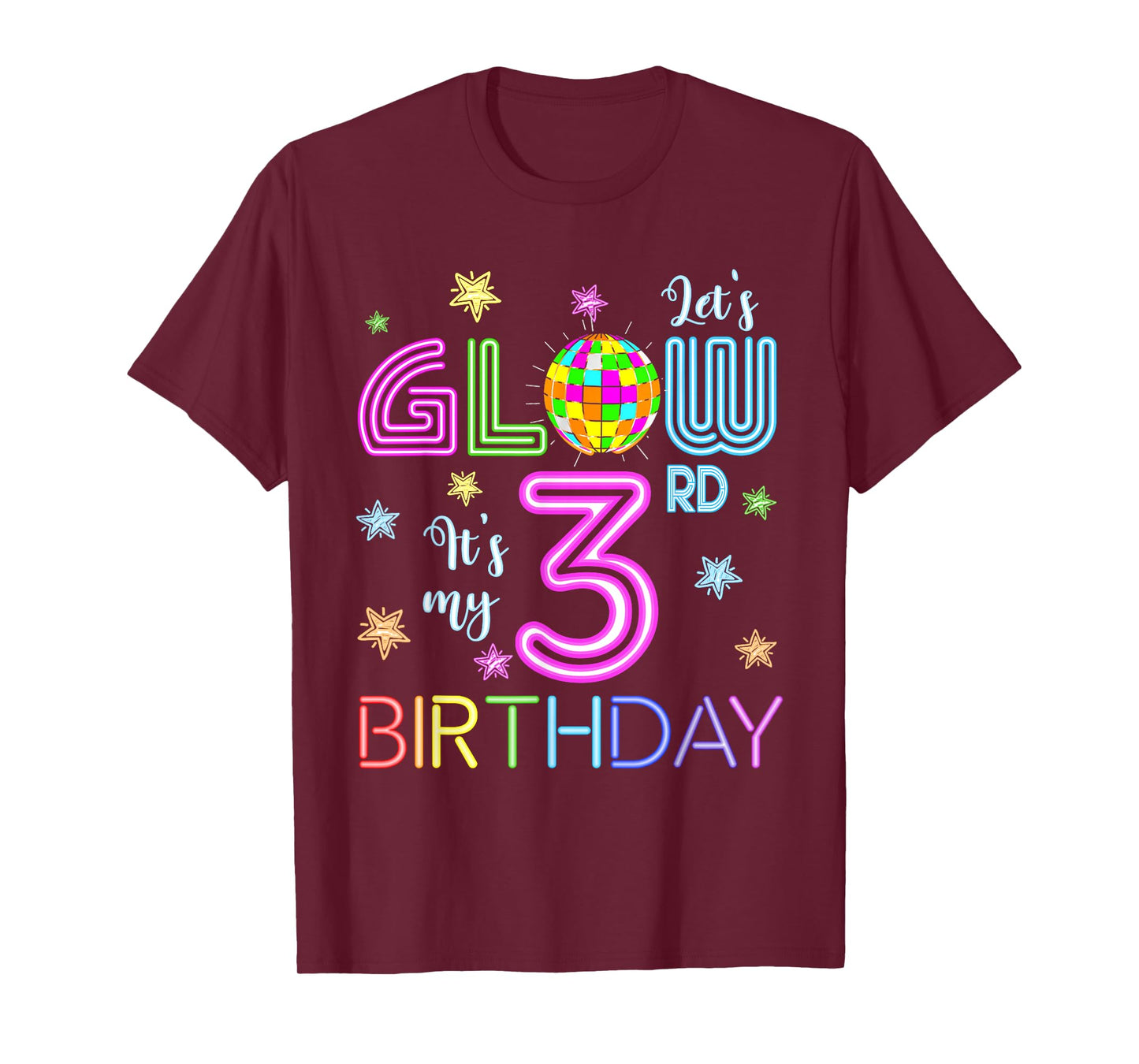 Lets Crazy It's My 3rd Birthday Glowing 80s 3 Year Old T-Shirt