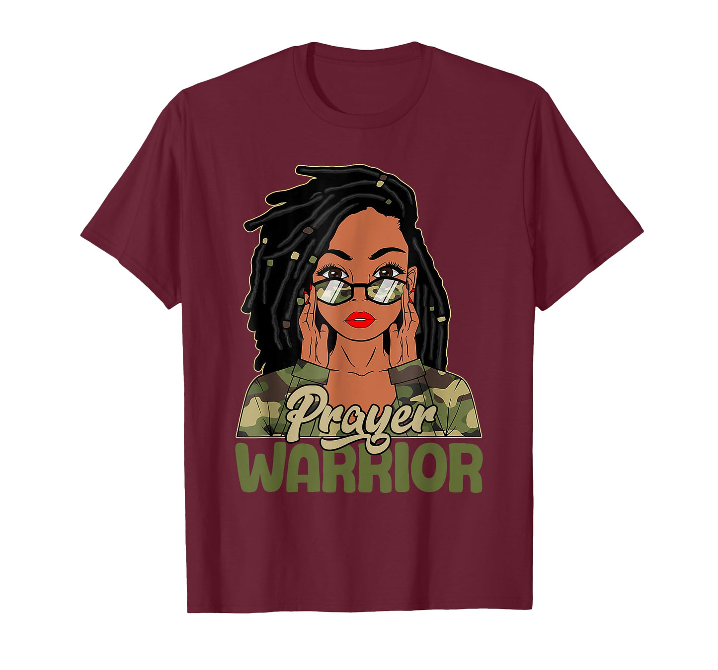 Praying Black Woman Afro Christian Sayings Prayer Warrior T-Shirt