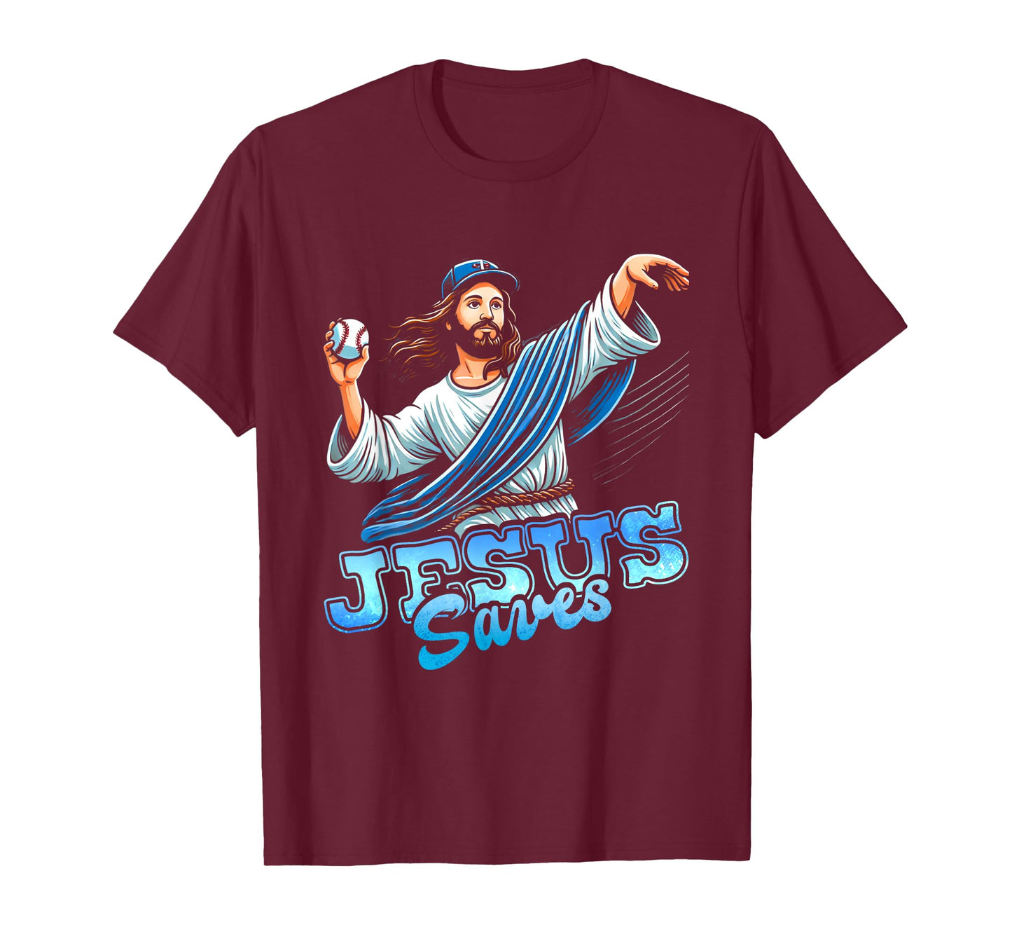 Jesus Save Baseball Sport Player Religious Christian Faith T-Shirt