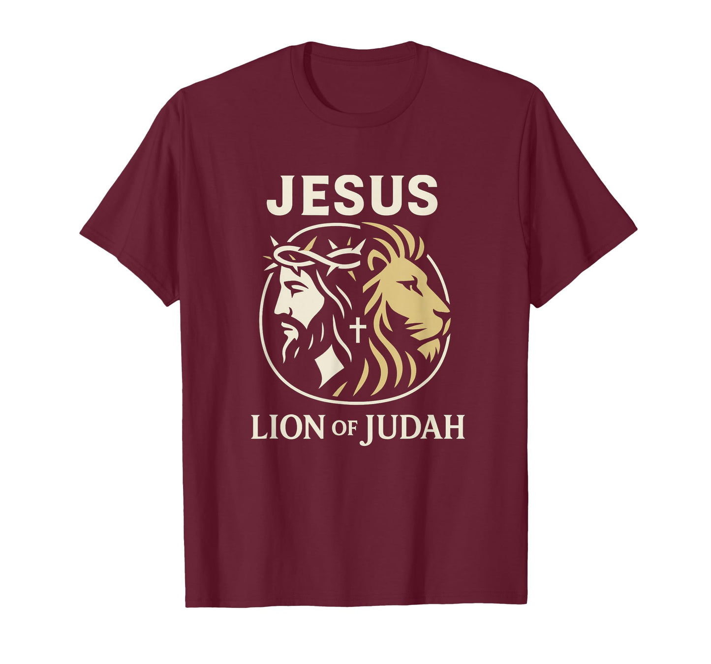 Jesus Lion of Judah Cross Emblem Christian Faith - Religious T-Shirt