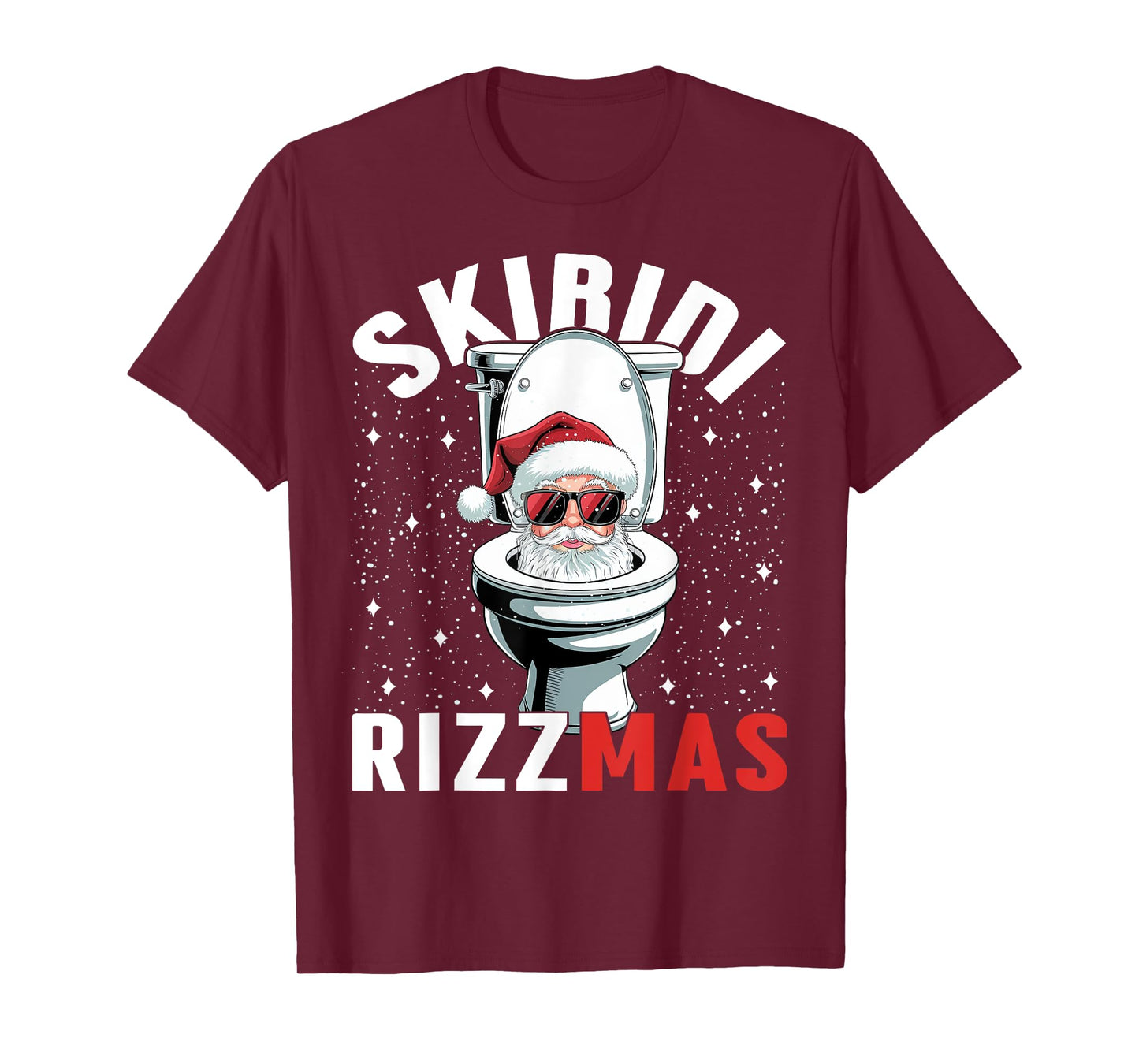 Funny Toilet Santa Skibidi Rizzmas White Elephant Christmas T-Shirt