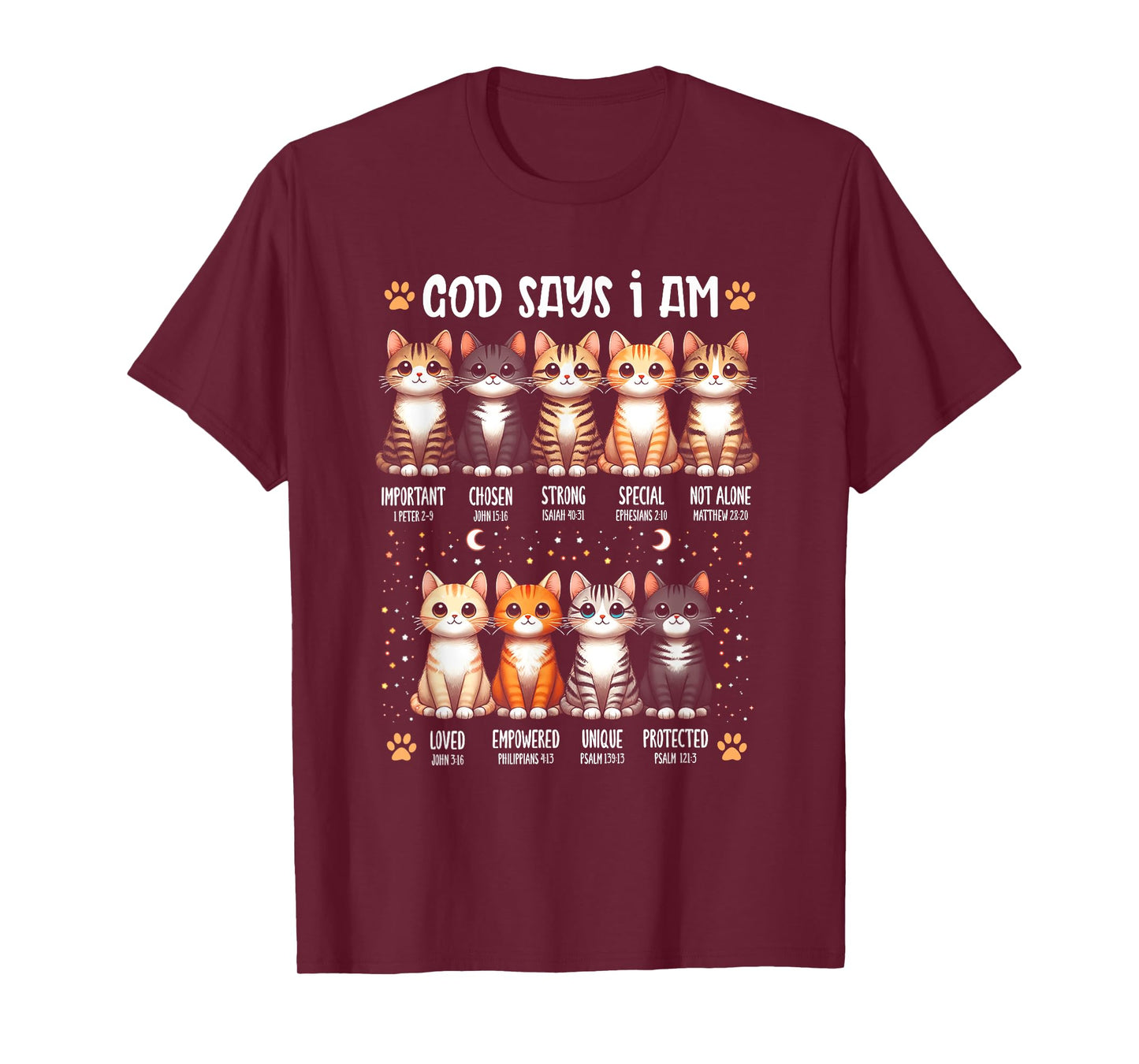 God Says I Am Christian Bible Verse Cat Lover Christian Men Women T-Shirt