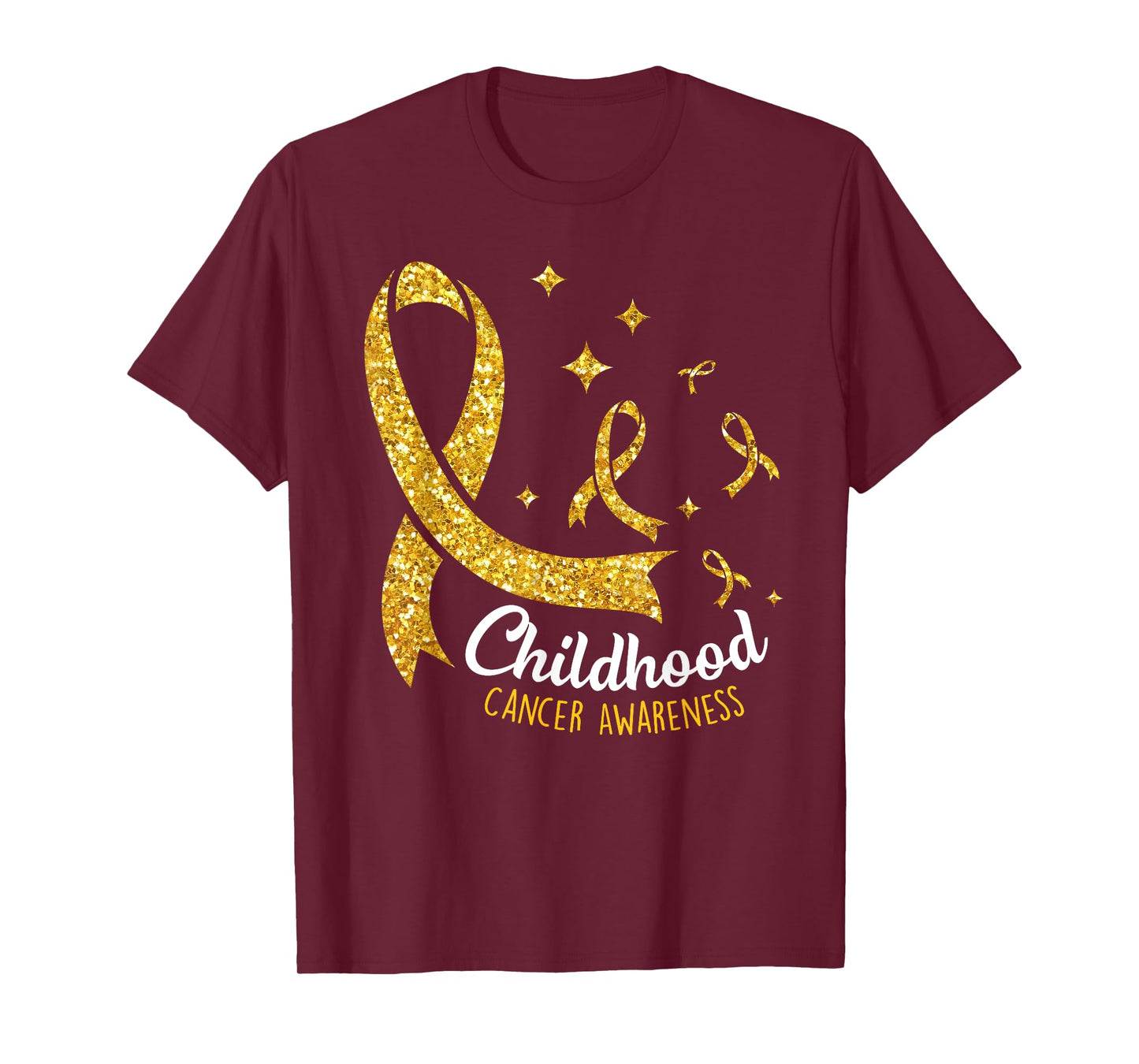 Gold Ribbon Childhood Cancer Awareness Girls Kids Womens T-Shirt