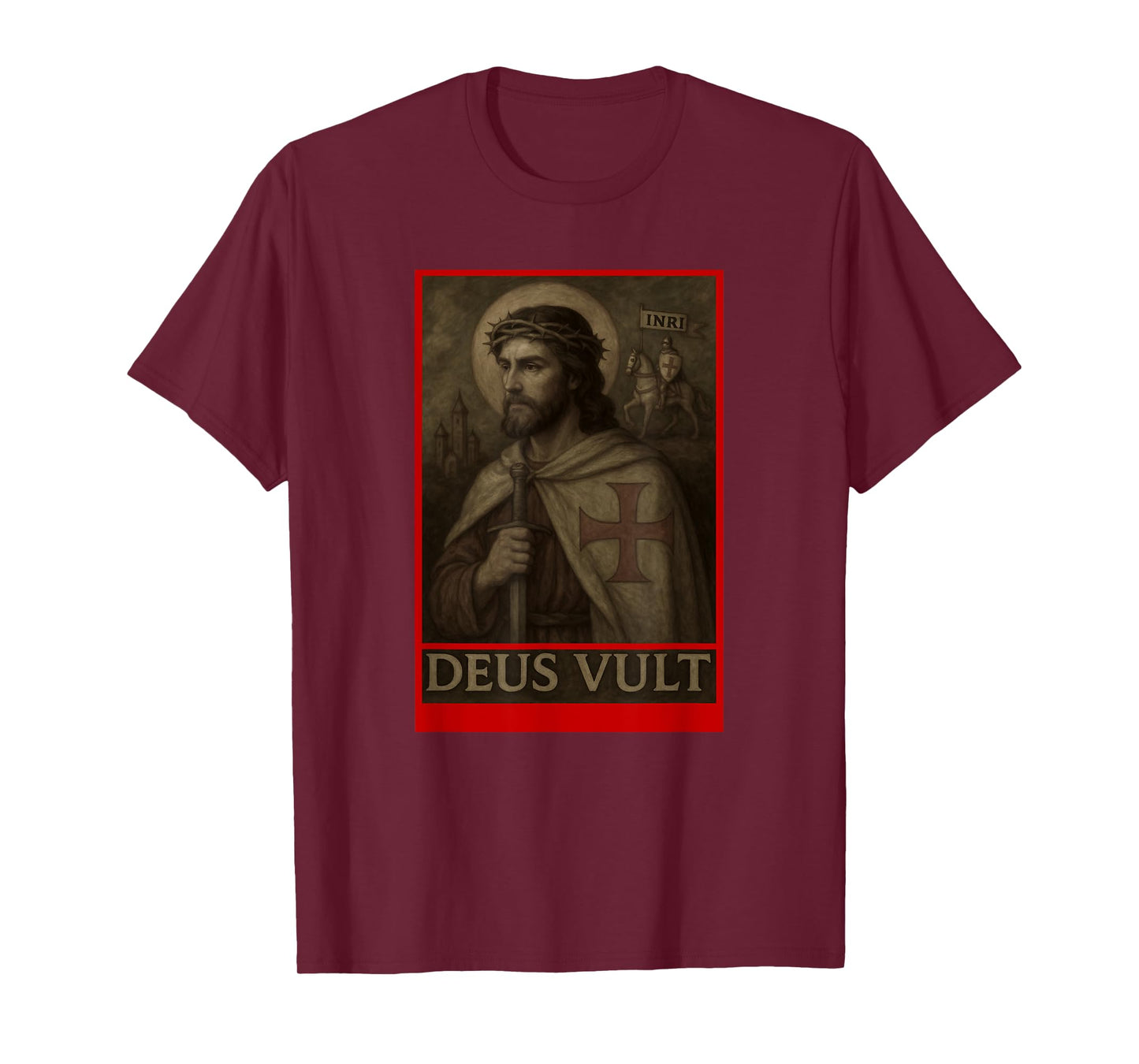 Jesus Knights Templar Crusades Deus Vult Crusaders T-Shirt