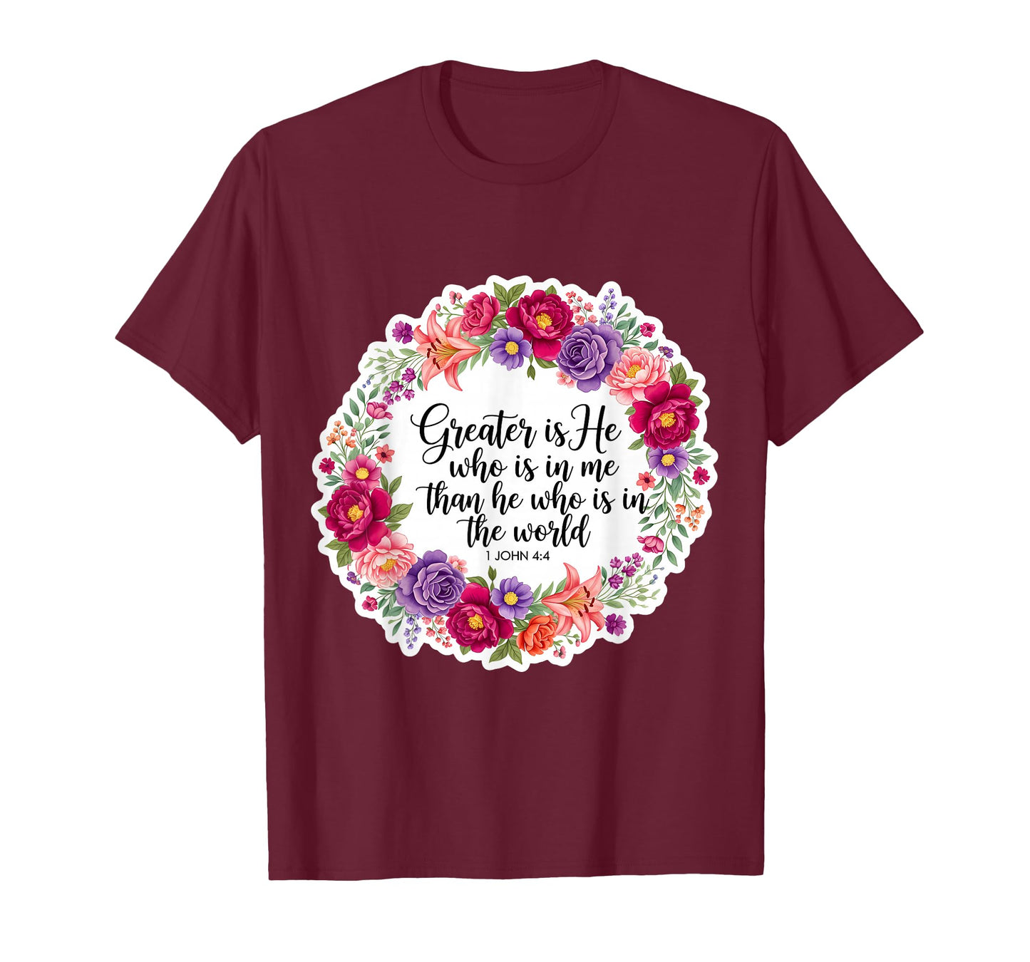 Christian Woman Bible Verse Jesus Greater is He Who is in Me T-Shirt