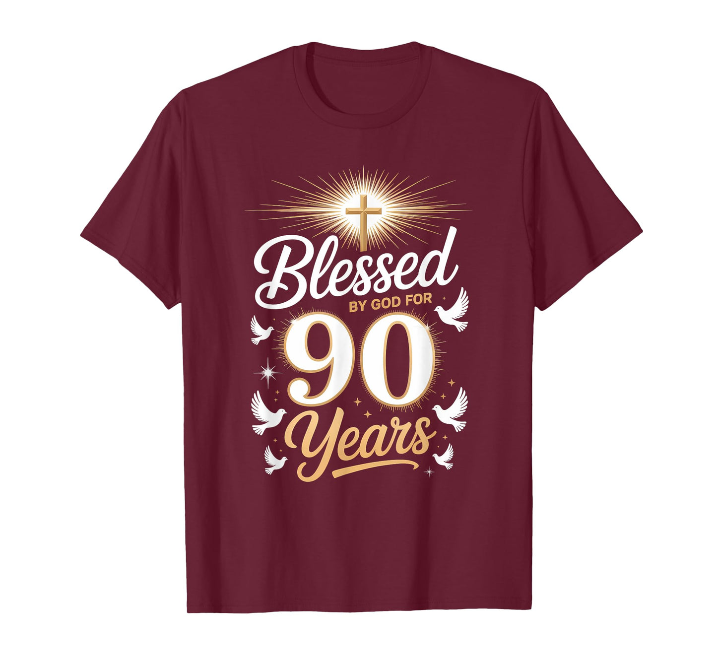 Blessed by God for 90 Years Religious Themed 90th Birthday T-Shirt