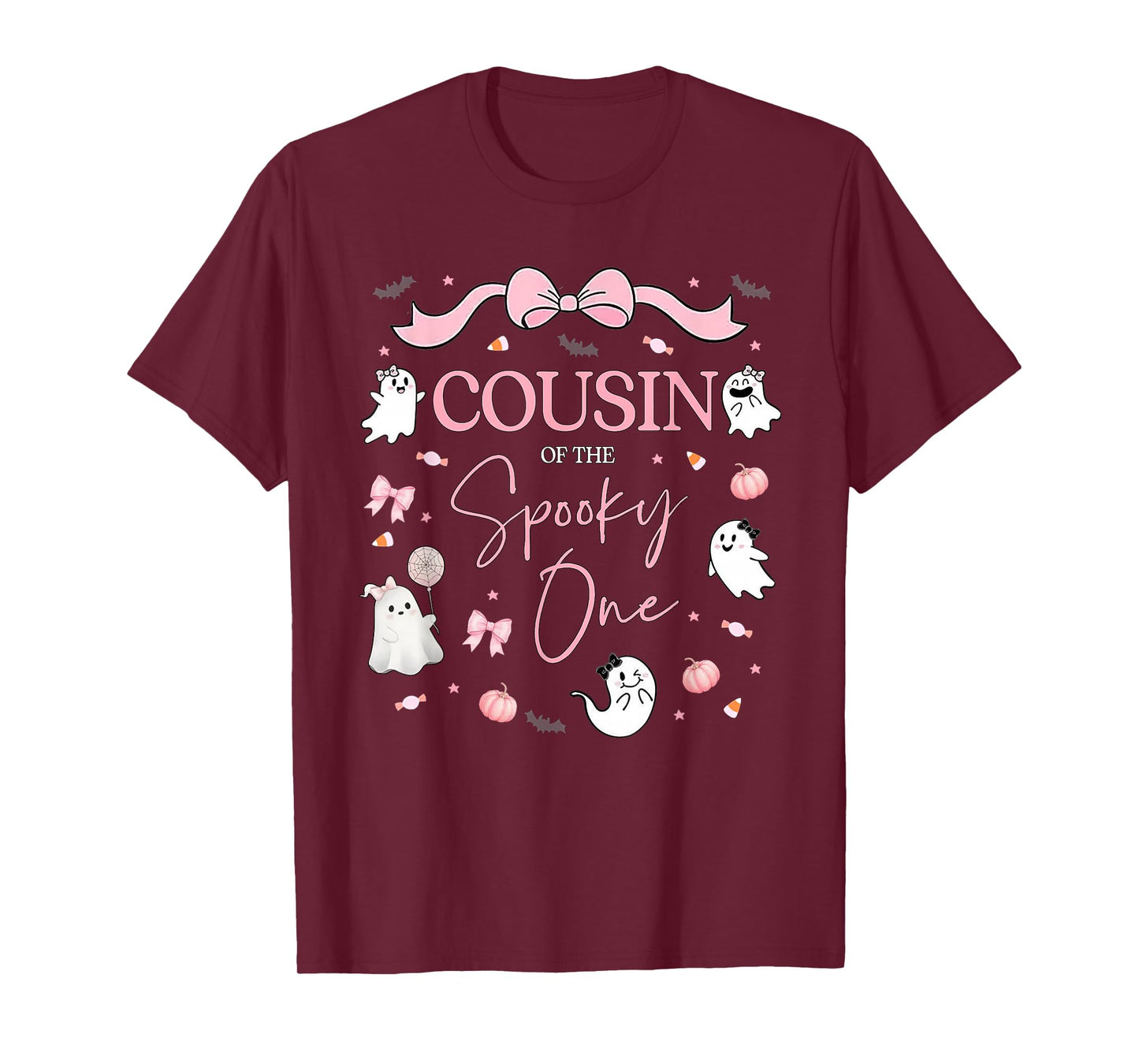 Cousin of The Spooky One Birthday Girl Pink Bow Halloween T-Shirt