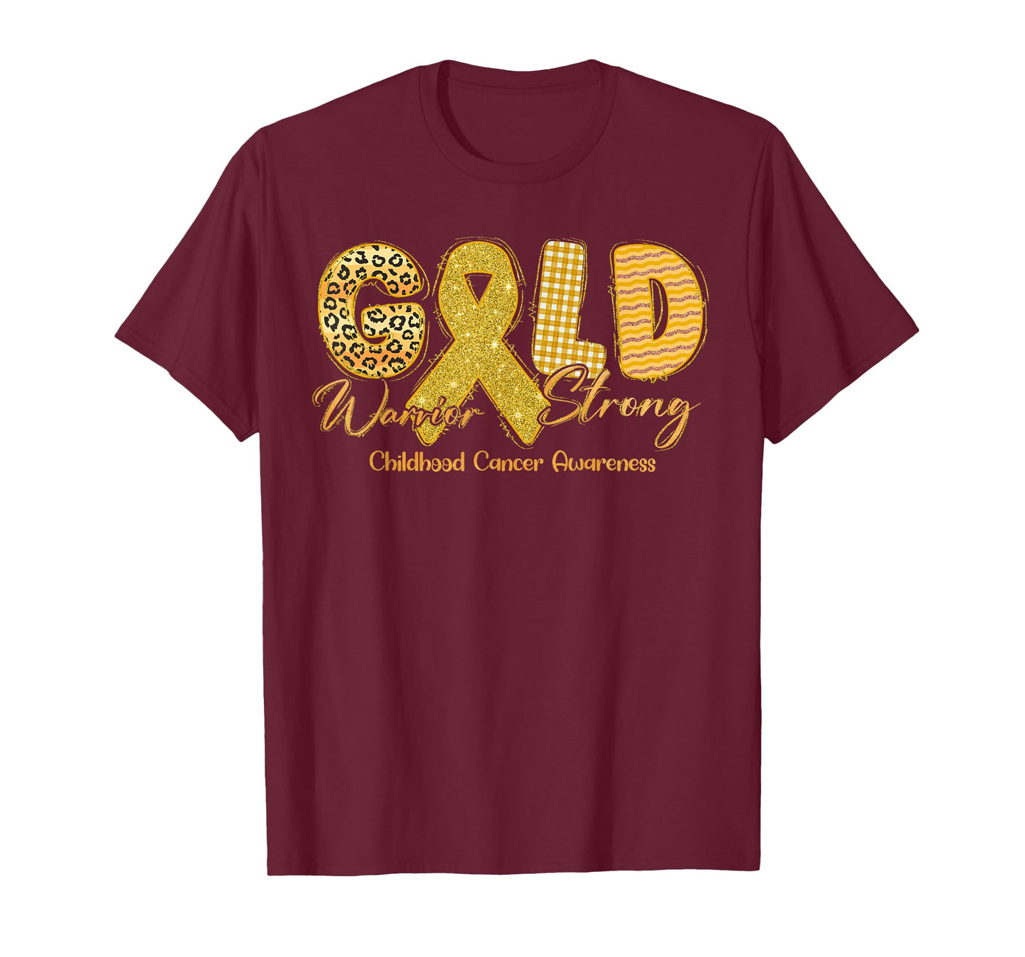 Gold Warrior Strong Childhood Cancer Awareness Gold Ribbon T-Shirt