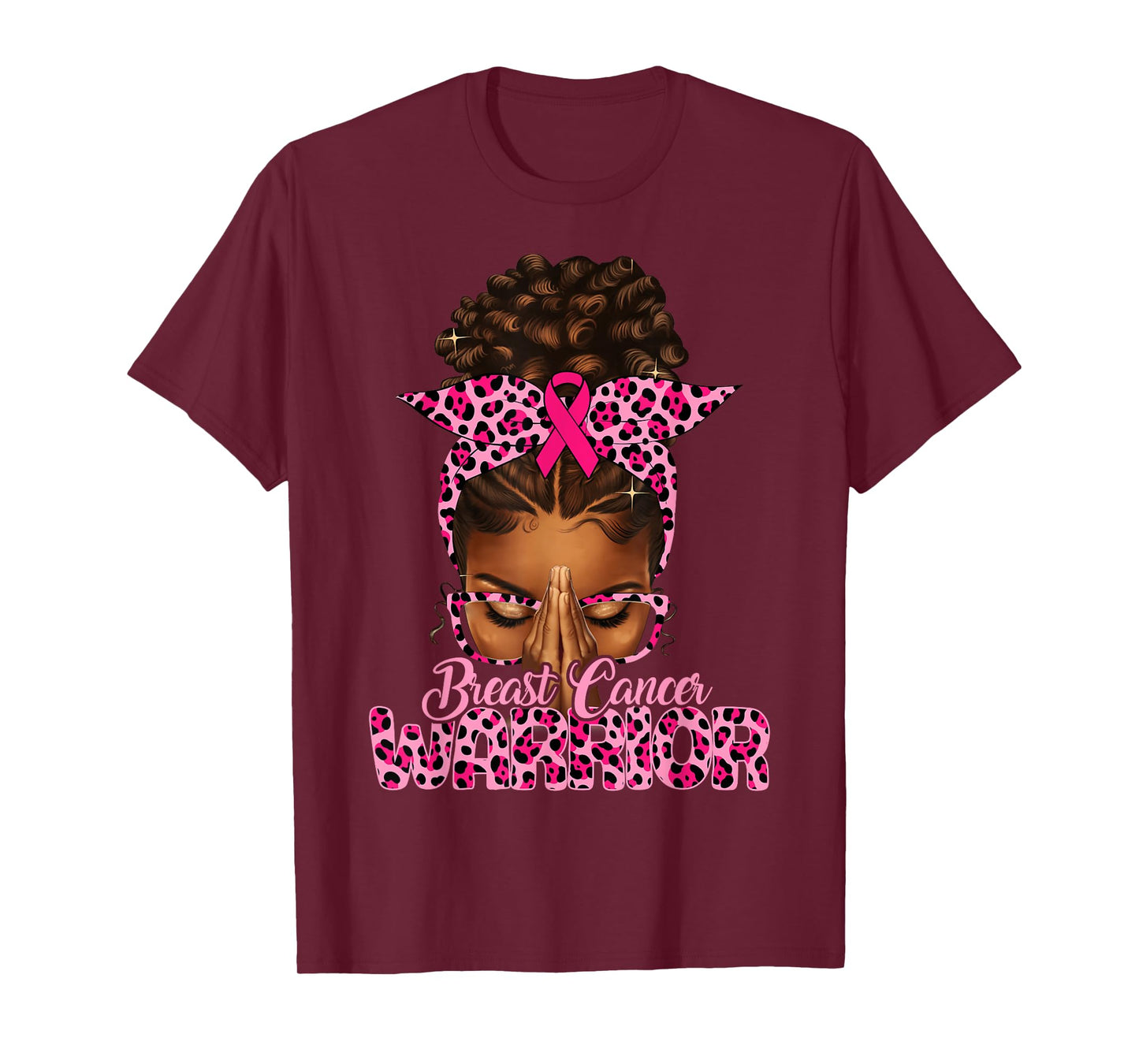 Breast Cancer Warrior Praying Black Women Afro Christian T-Shirt