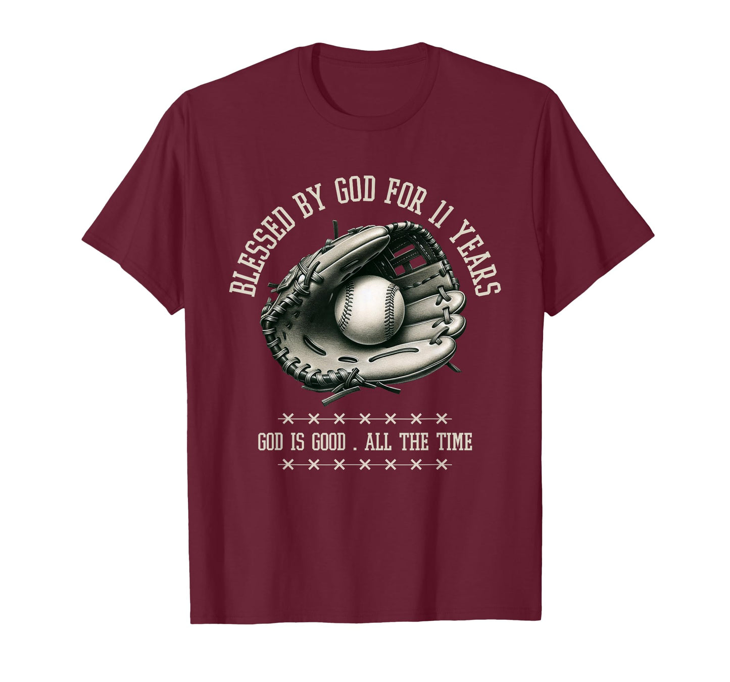 Blessed by God for 11 Years Old Baseball 11th Birthday Gifts T-Shirt