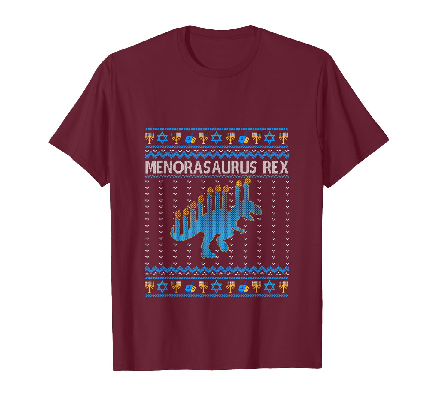 Menorasaurus Rex Trex Menorah Ugly Hanukkah tee Funny christ T-Shirt