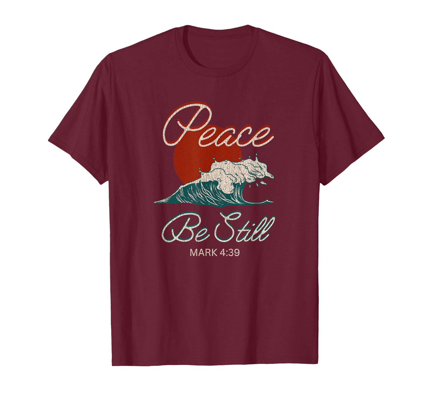 Vintage Peace Be Still Mark 4:39 Life Waves Christian T-Shirt