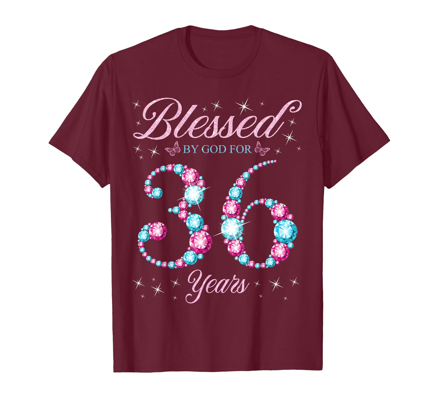 Blessed By God For 36 Years Old 36th Birthday Woman Queen T-Shirt