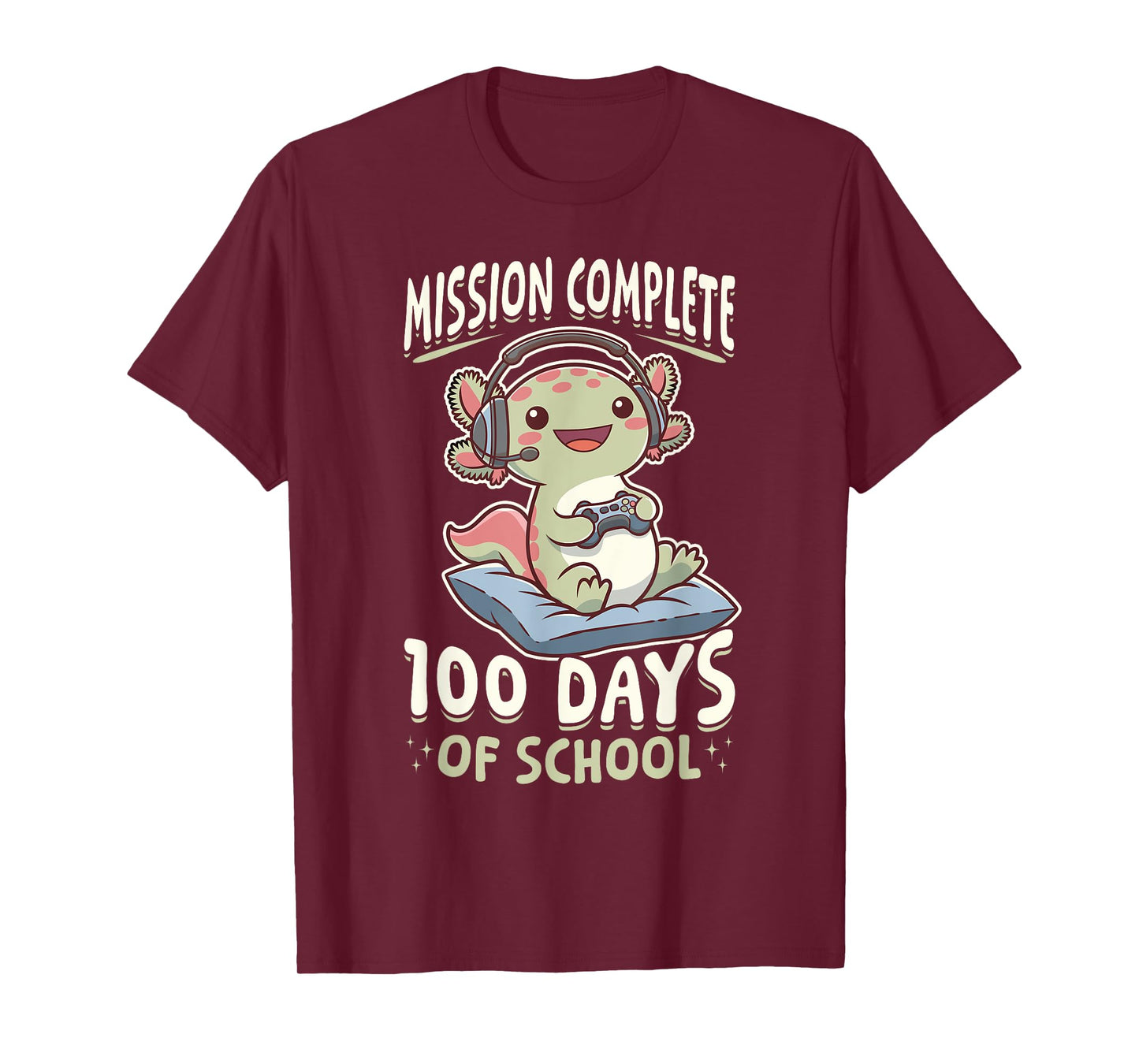 Funny Gamer Axolotl Kawaii Mission Complete 100 Days of T-Shirt