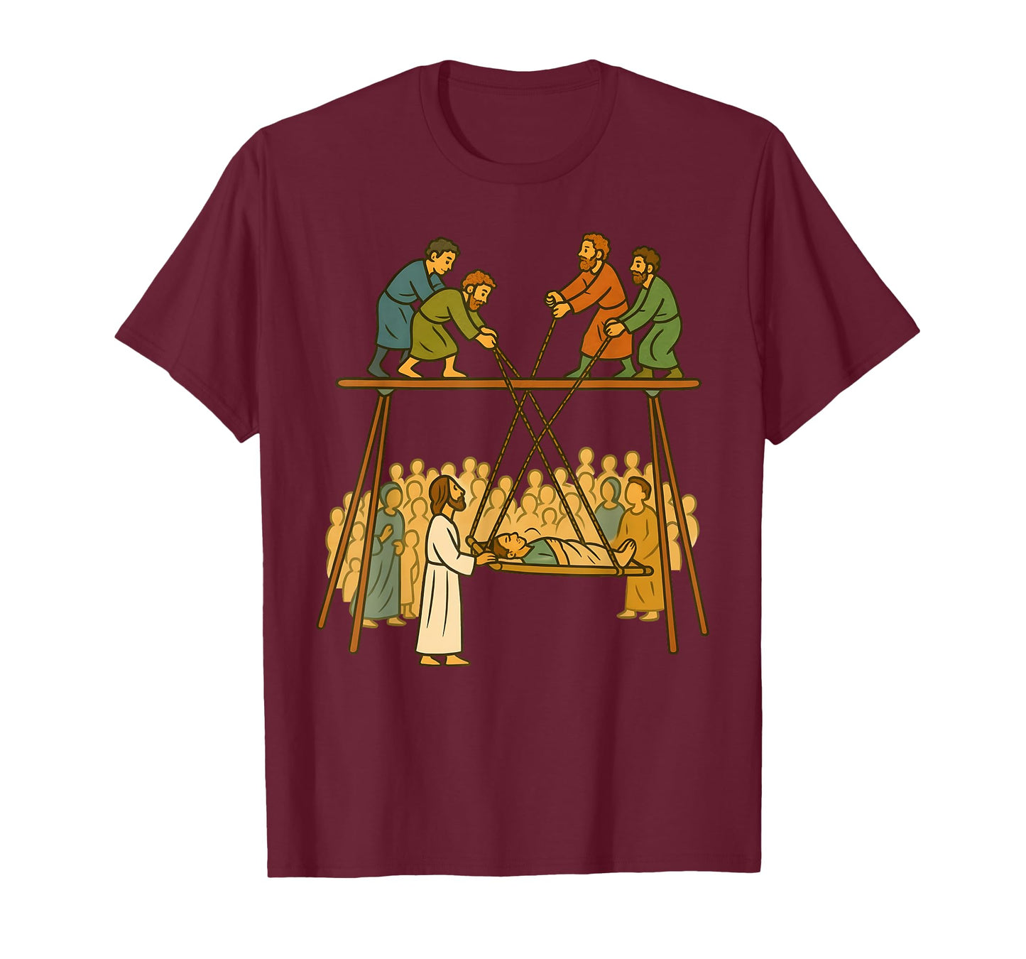 Faith of Four Jesus Heals the Paralyzed Man Christian Story T-Shirt