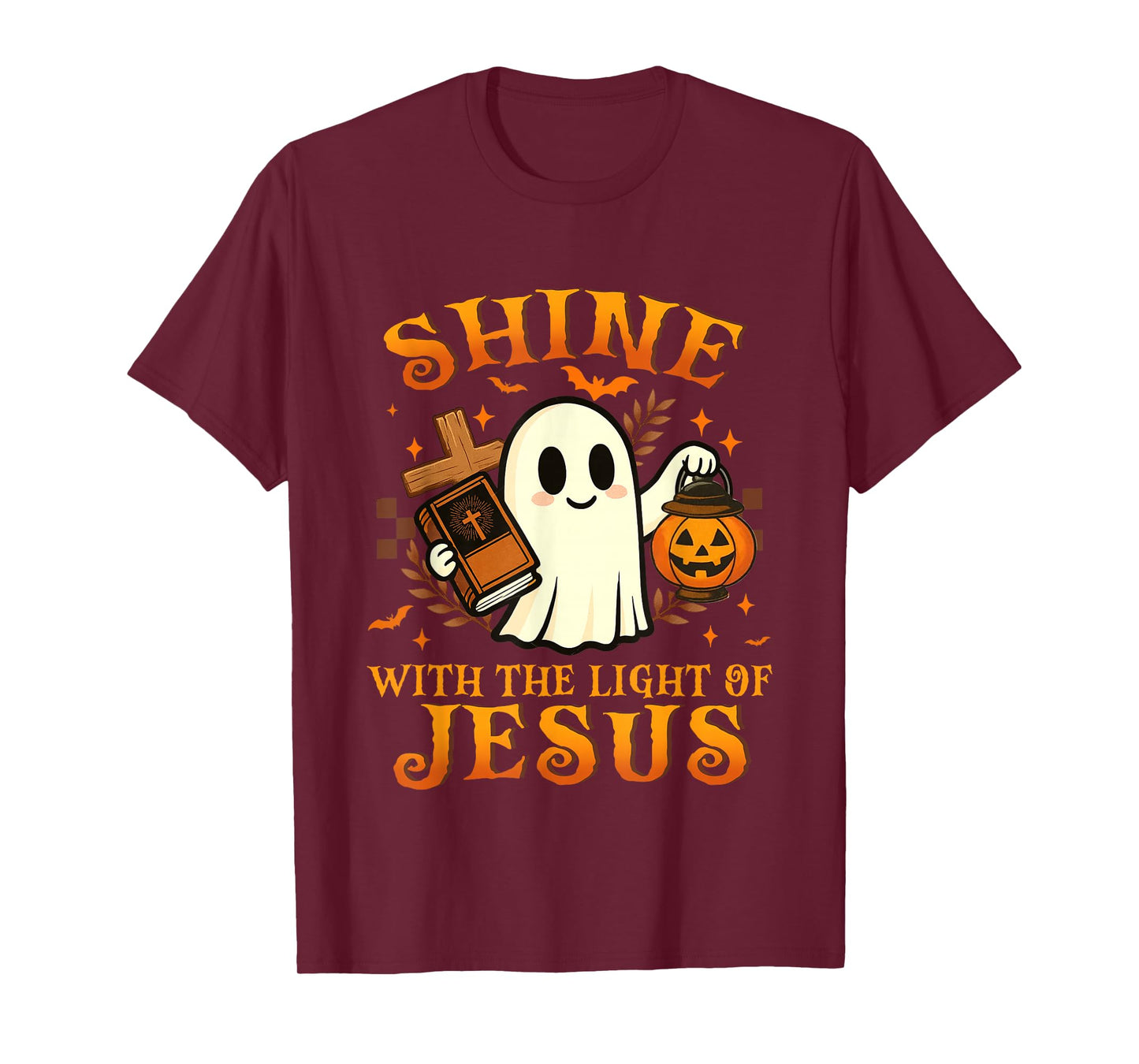 Shine with The Light of Jesus Christian Halloween Pumpkin T-Shirt
