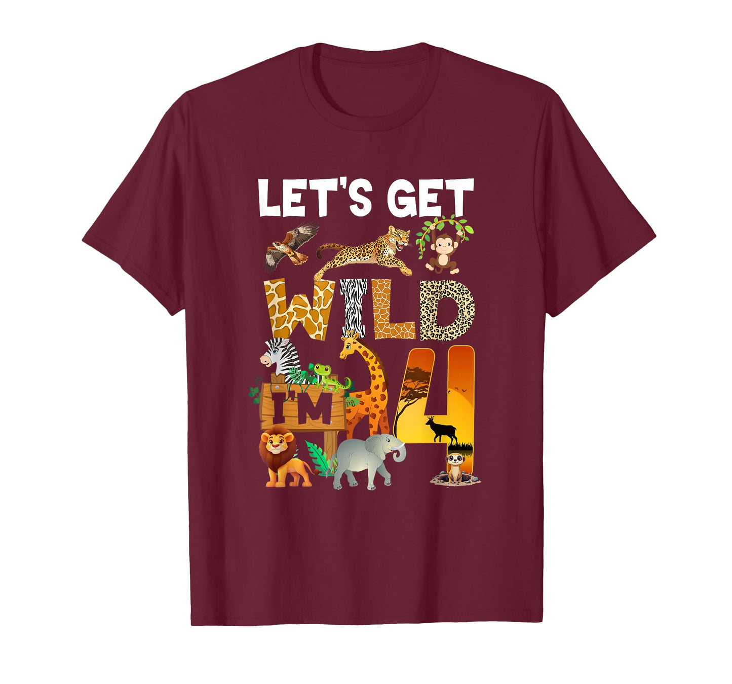 4 Year Old Zoo Birthday Safari Jungle Animal 4Th Bday T-Shirt