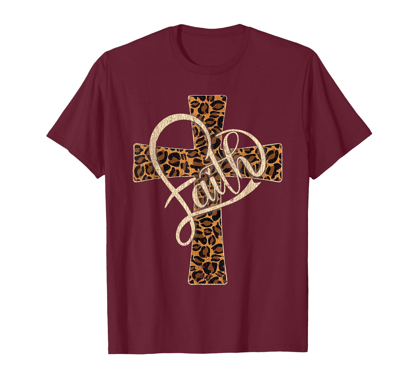 Vintage Faith Christian Men Womens Leopard Cheetah Print T-Shirt