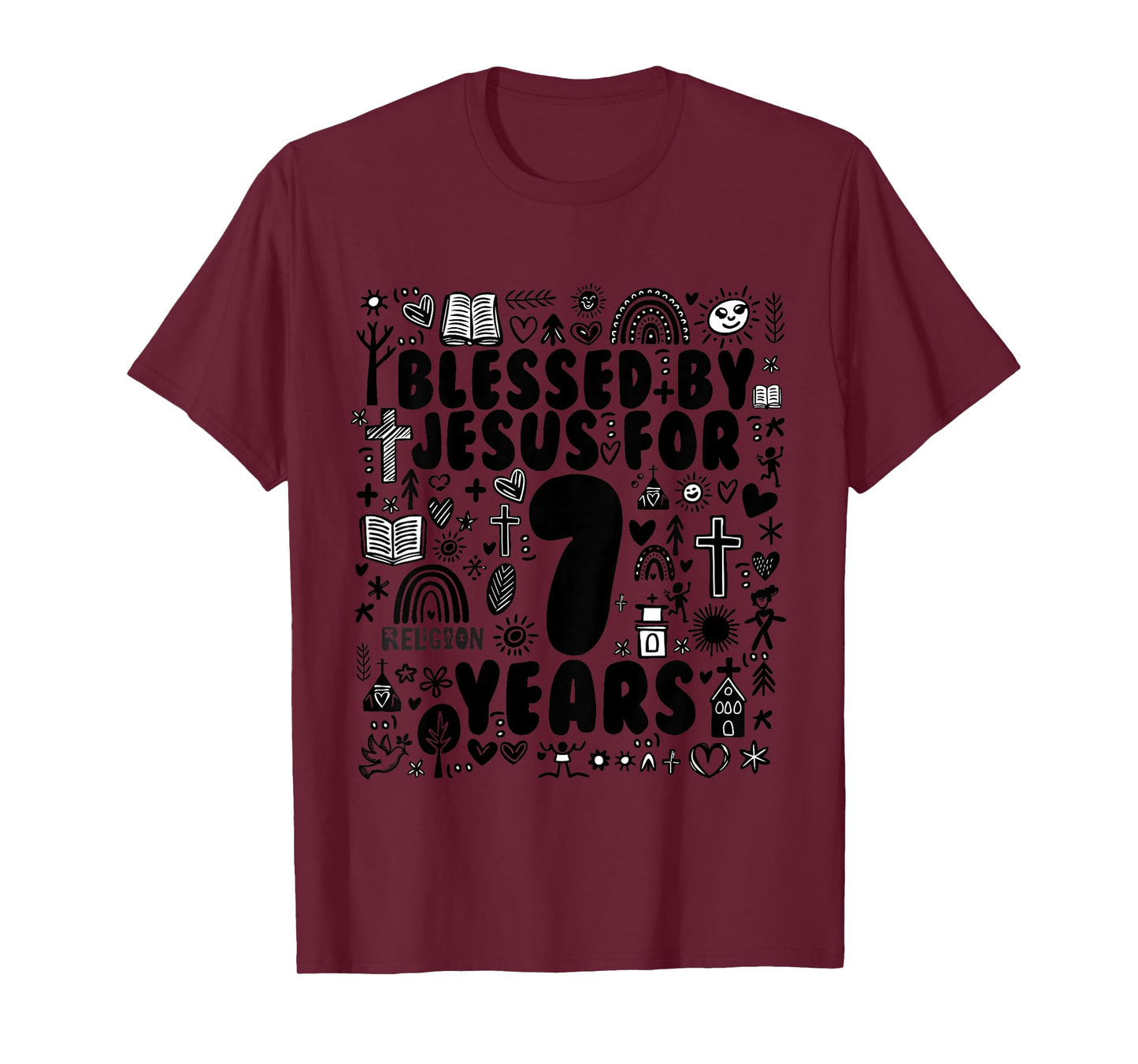 Kids BLESSED BY JESUS FOR 7 YEARS Birthday T-Shirt