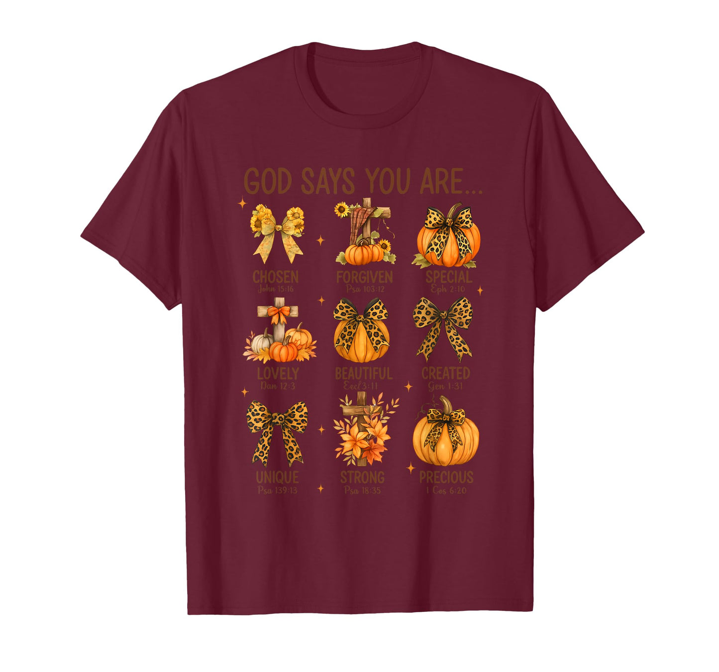 God Says You are, Fall Coquette Bow, Fall Autumn Costume T-Shirt