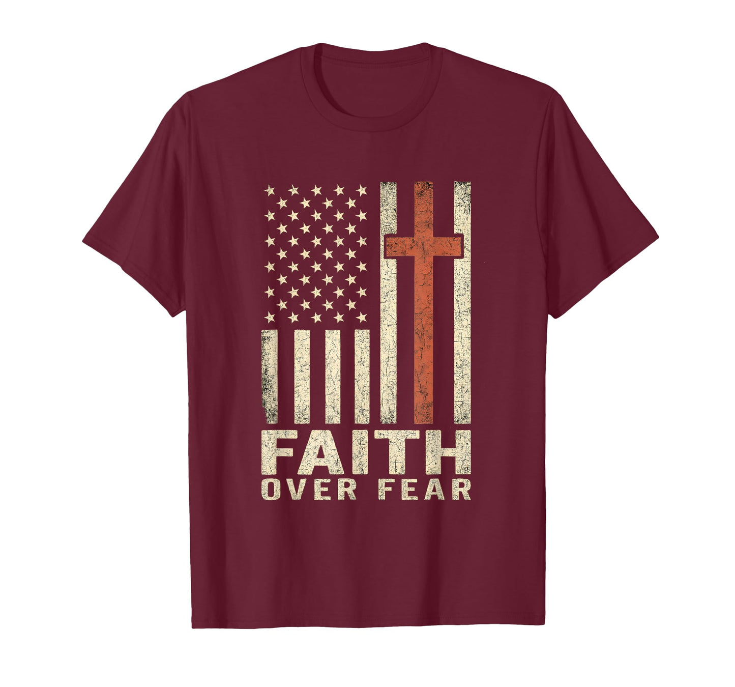 America Pride US Flag Faith Over Fear Christian Prayer T-Shirt