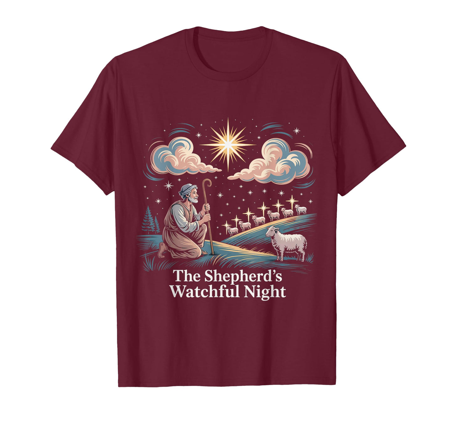 The Shepherd’s Watchful Night Nativity Design T-Shirt