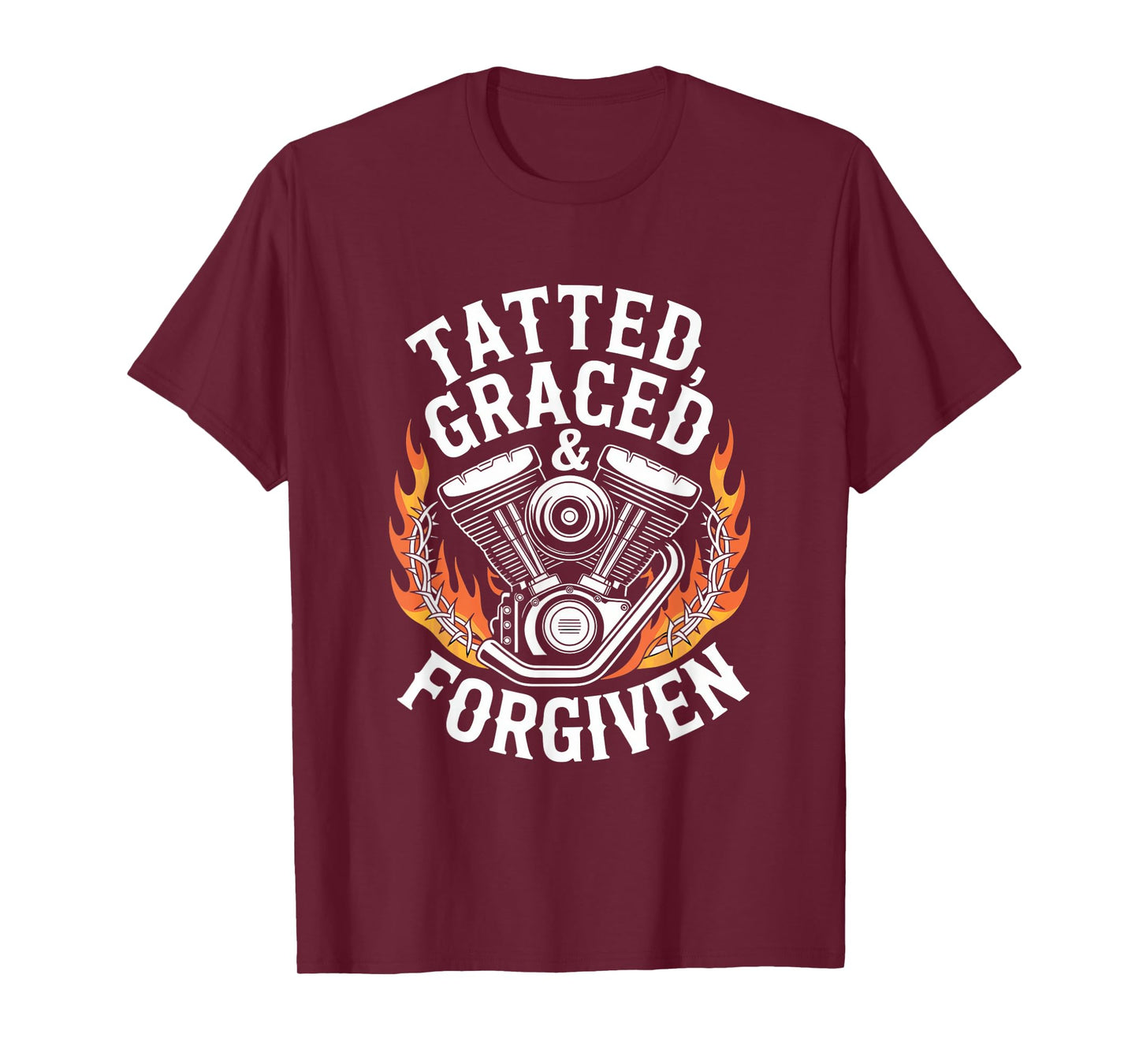 Christian Biker Tatted Graced Forgiven T-Shirt