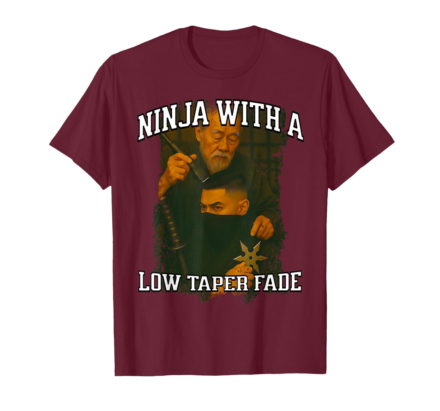 Ninja With A Low Taper Fade Ironic Meme Sigma Brainrot Quote T-Shirt