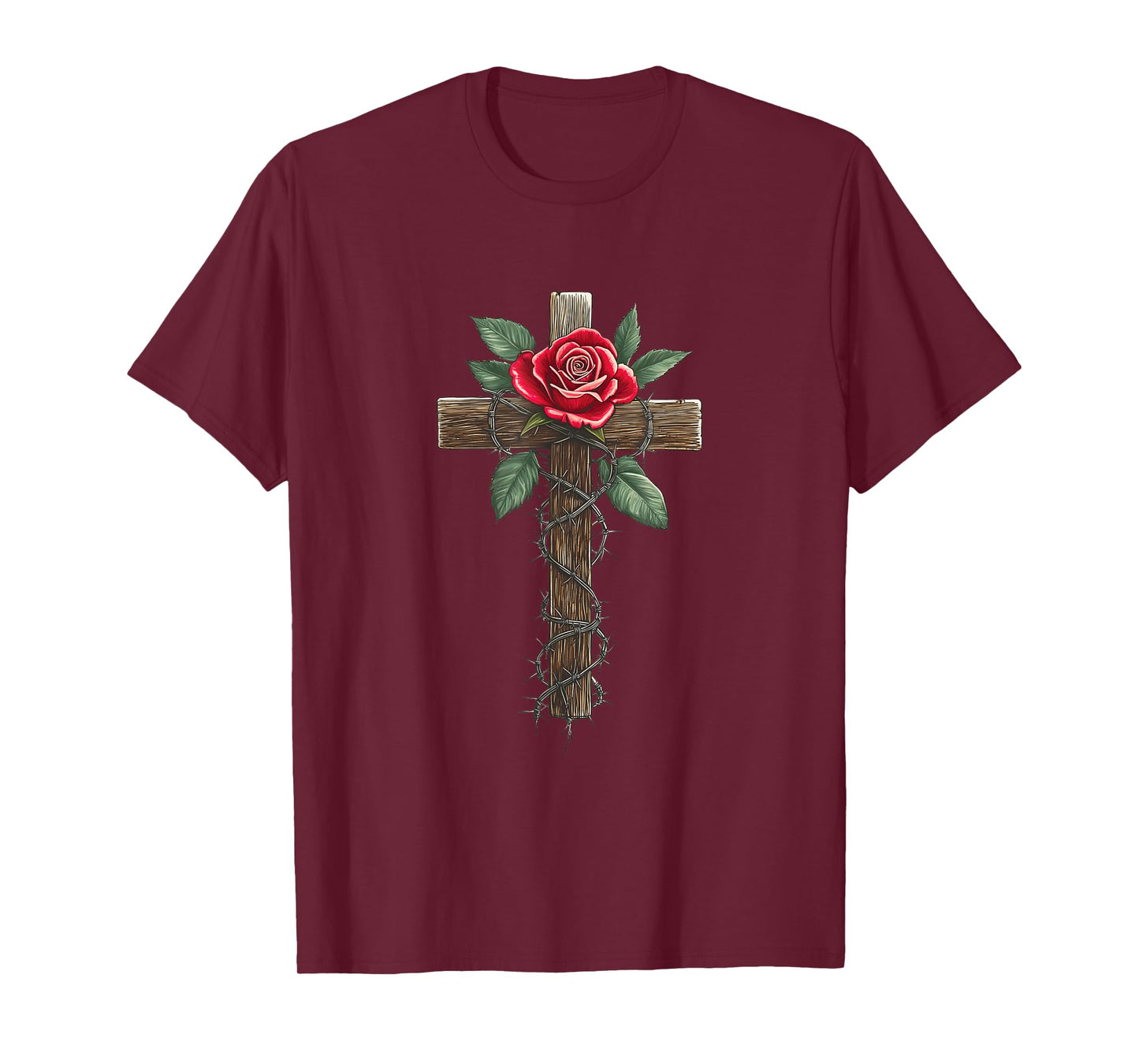 Cross with Rose and Thorns T-Shirt