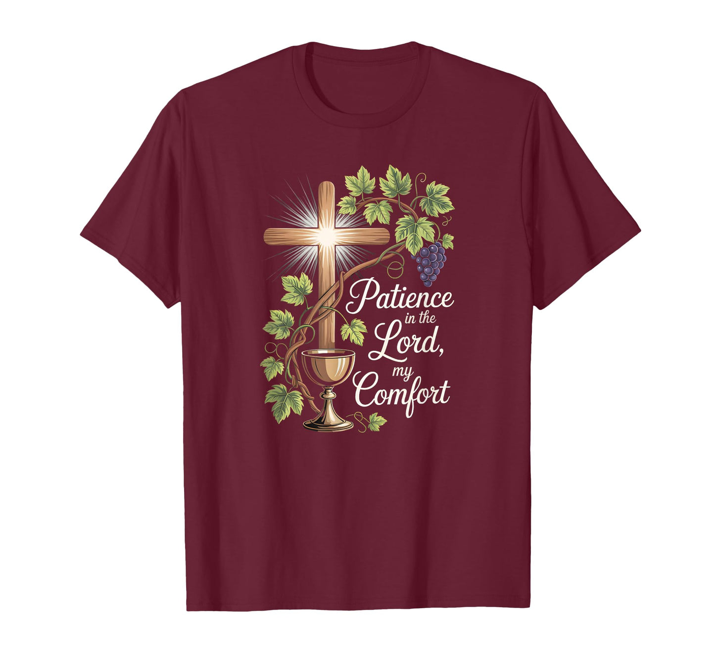 Patience in The Lord Comfort Christian Faith Cross T-Shirt