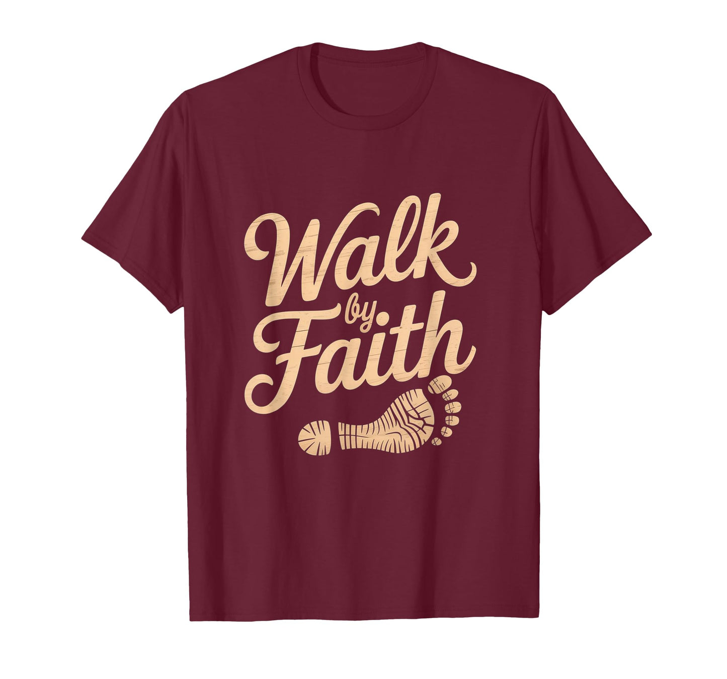Walk by Faith Footprint Christian Graphic Tee T-Shirt