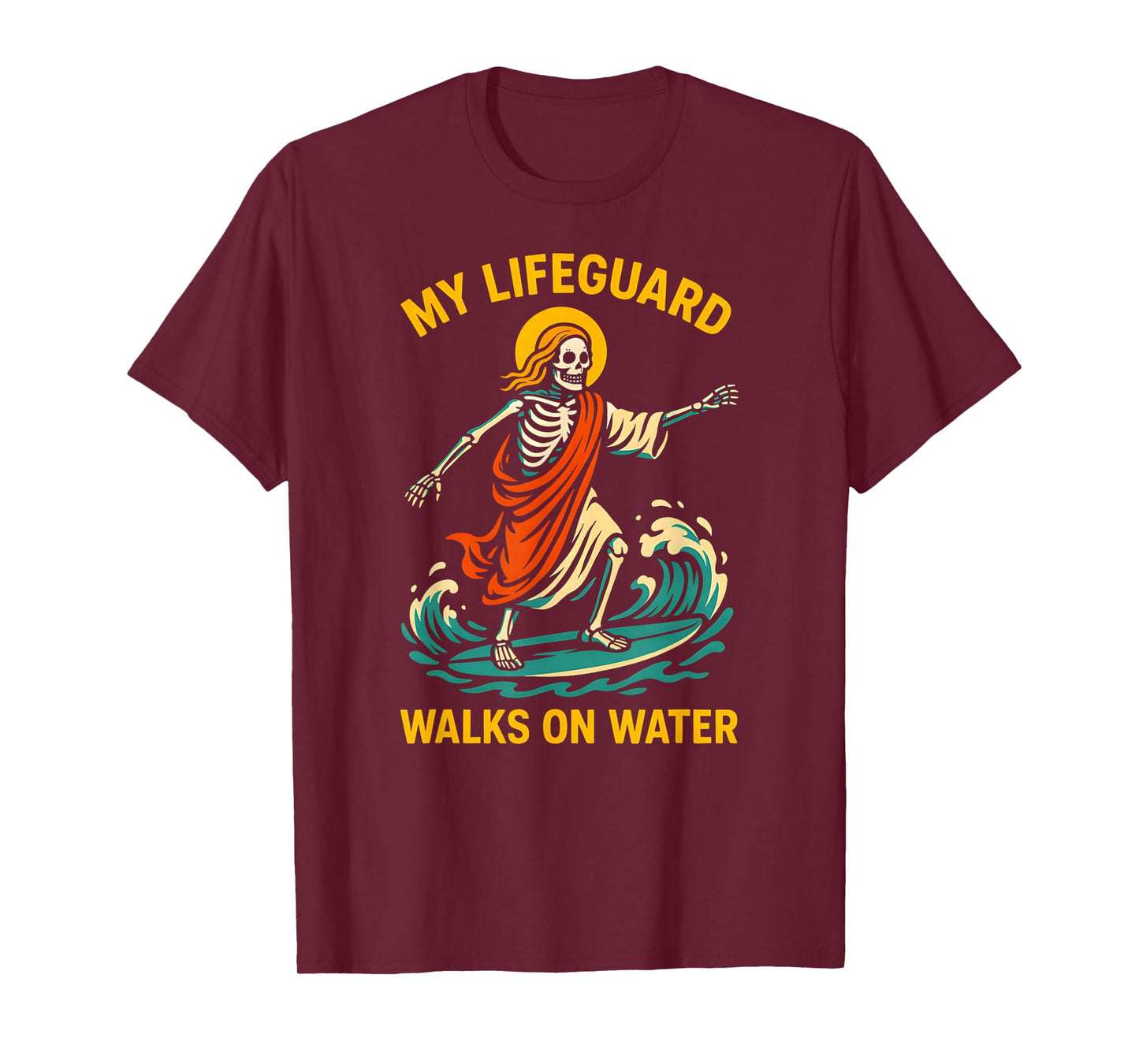 Jesus My Lifeguard Walks on Water Fun Mens Christian Faith T-Shirt