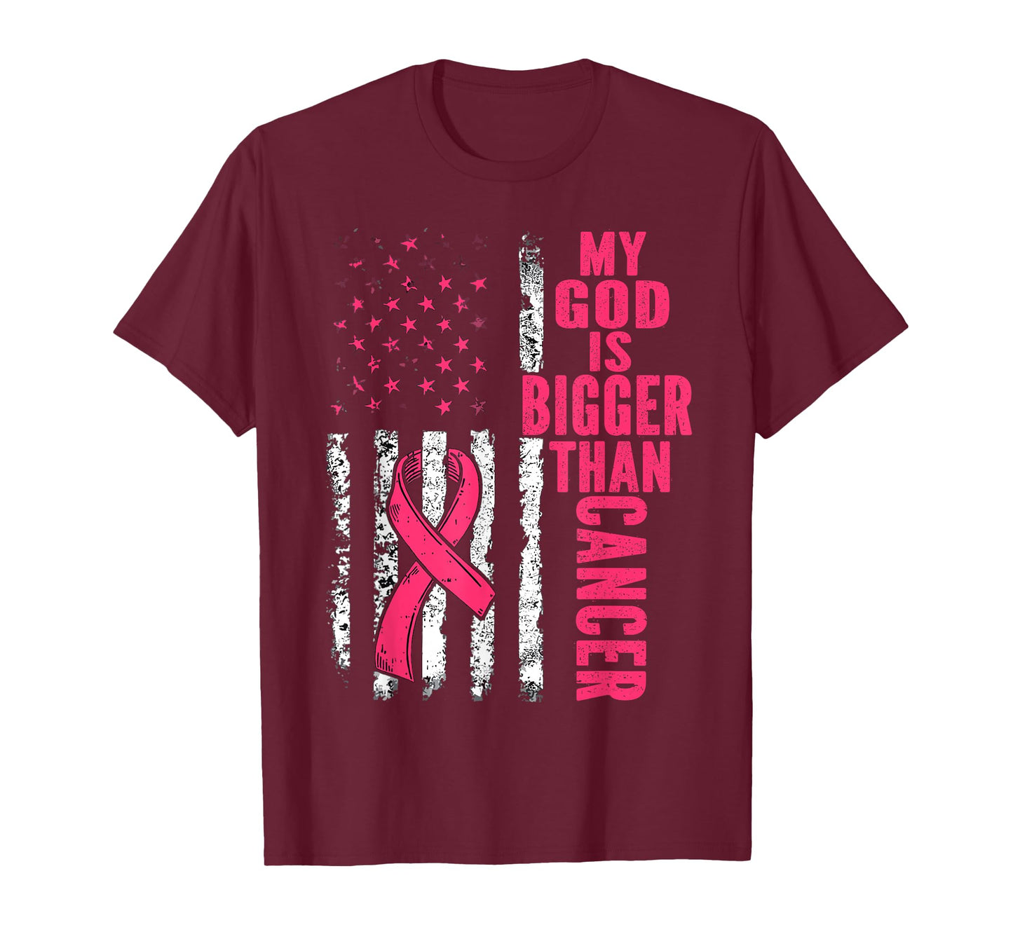 My God is Bigger Than Cancer Breast Cute Pink Ribbon Jesus T-Shirt